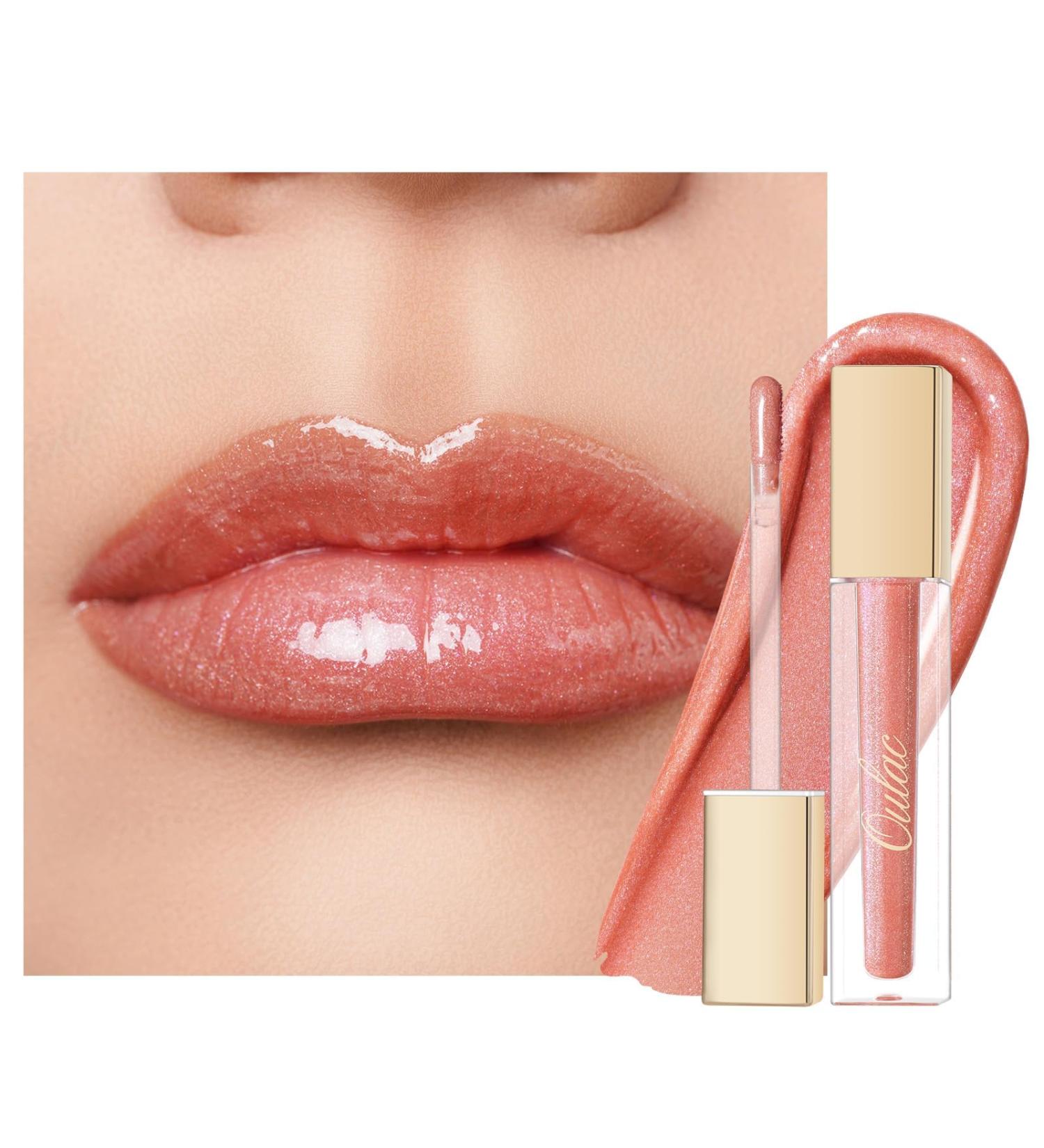 Oulac Lip Gloss - Shiny Liquid Lipstick with 3D Gloss Finish & Moisturizing Rosendamasena Extract | Transparent Glitter Lip Care for Dry Lips 4.5ml - Buy Online on GoSupps.com