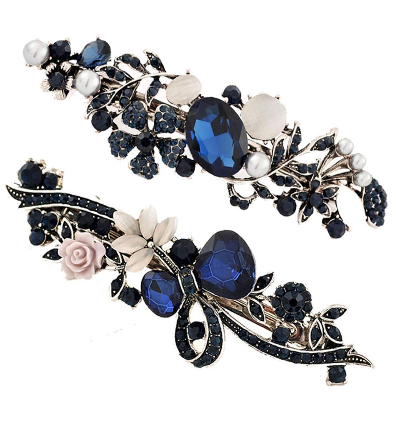 Vintage Rhinestone Hair Jewelry - 2 Piece Flower-Butterfly Hair Clips for Women & Girls | Cuhair - Buy Online on GoSupps.com