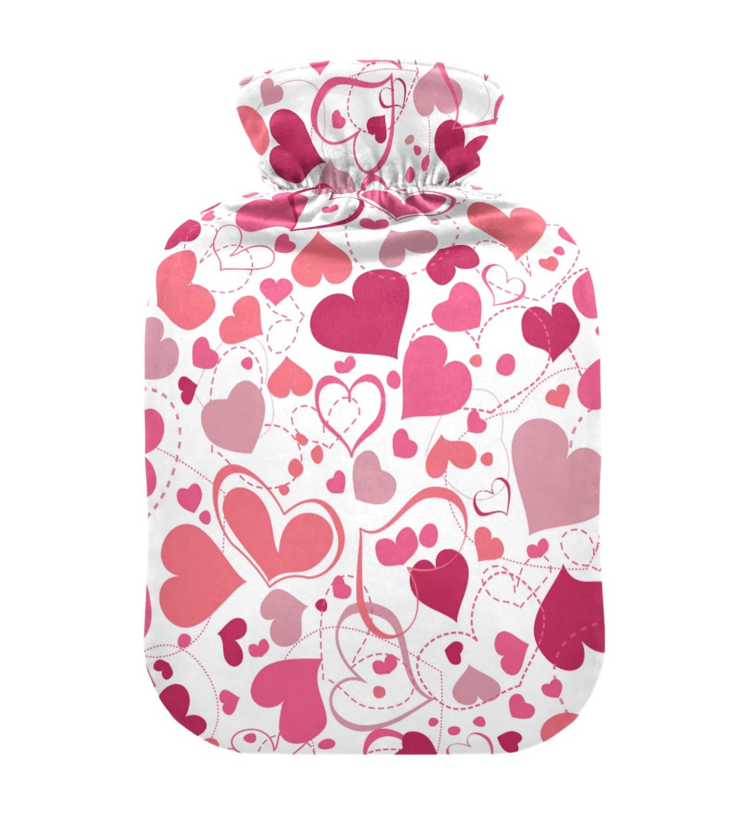 2L Heat Bottle - Valentine's Day Pink Heart Design | Pain Relief & Heat Therapy for Neck Shoulder & Cramps - Buy Online on GoSupps.com