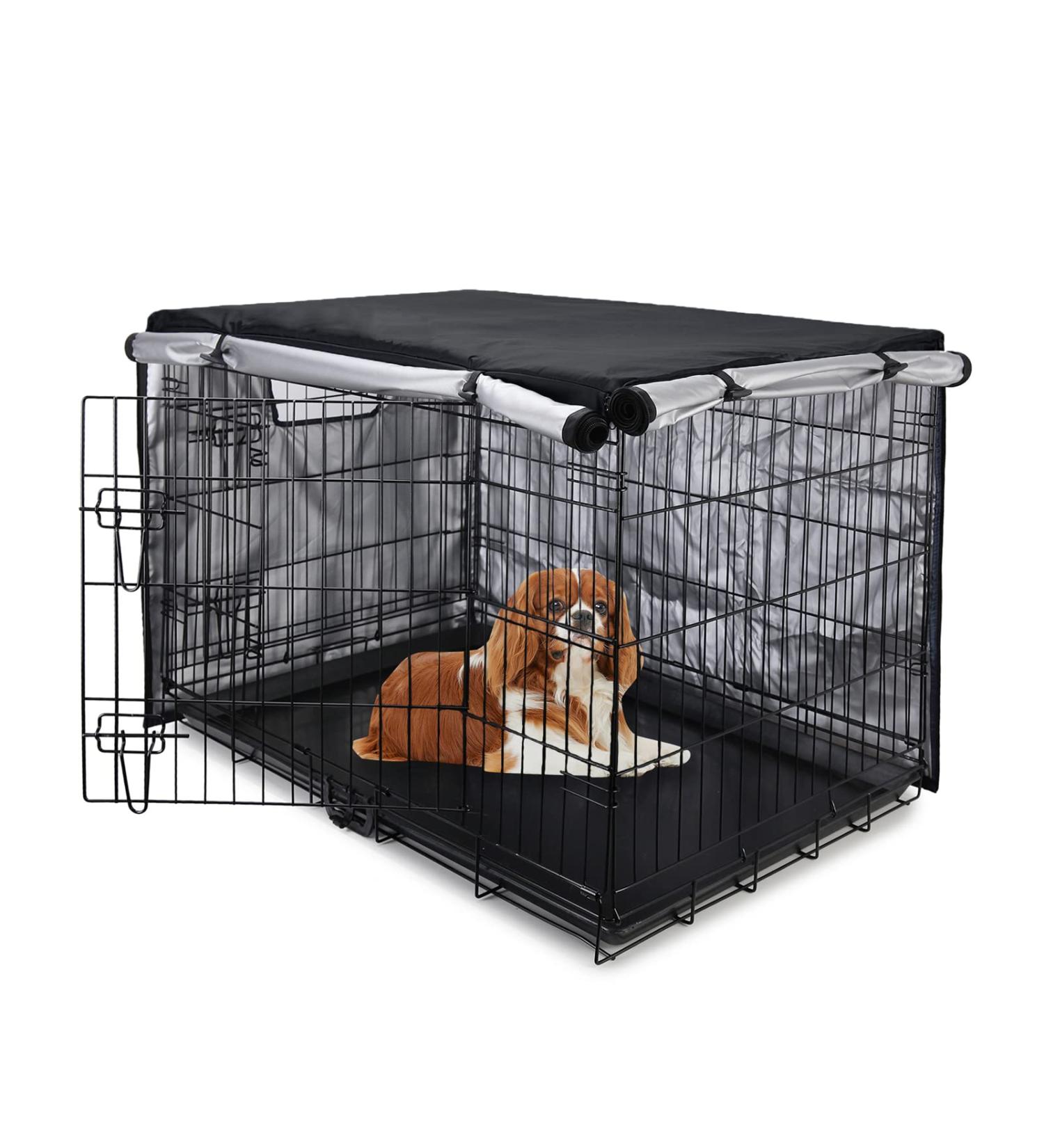 Medibot Double Door Waterproof Dog Crate Cover - 36 inch Black | Indoor/Outdoor Kennel Cover with Air Vent Window for Wire Crates - Buy Online on GoSupps.com