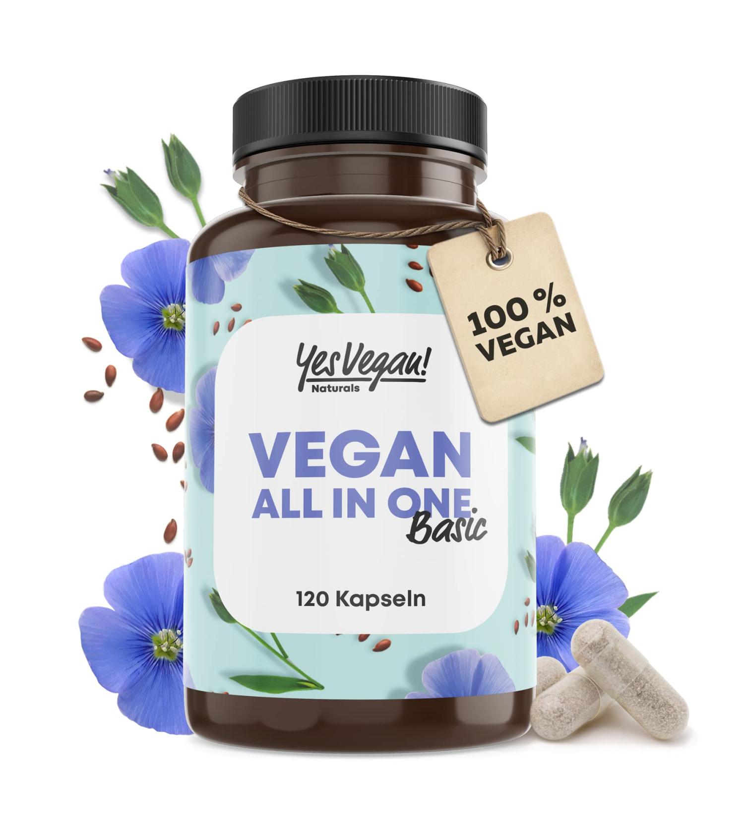 Vegan Complex Supplements - B12 K2 D3 Iron Zinc Selenium & Omega 3 - 120 Capsules for Vegetarians - Perfect Gift - Buy Online on GoSupps.com