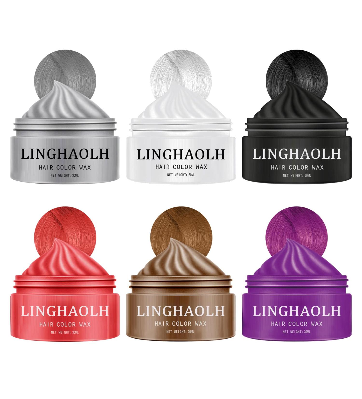 6 Colors Temporary Hair Color Wax - Instant Hair Dye for Festivals Cosplay & Parties | Red Purple Brown White Black Gray - Buy Online on GoSupps.com