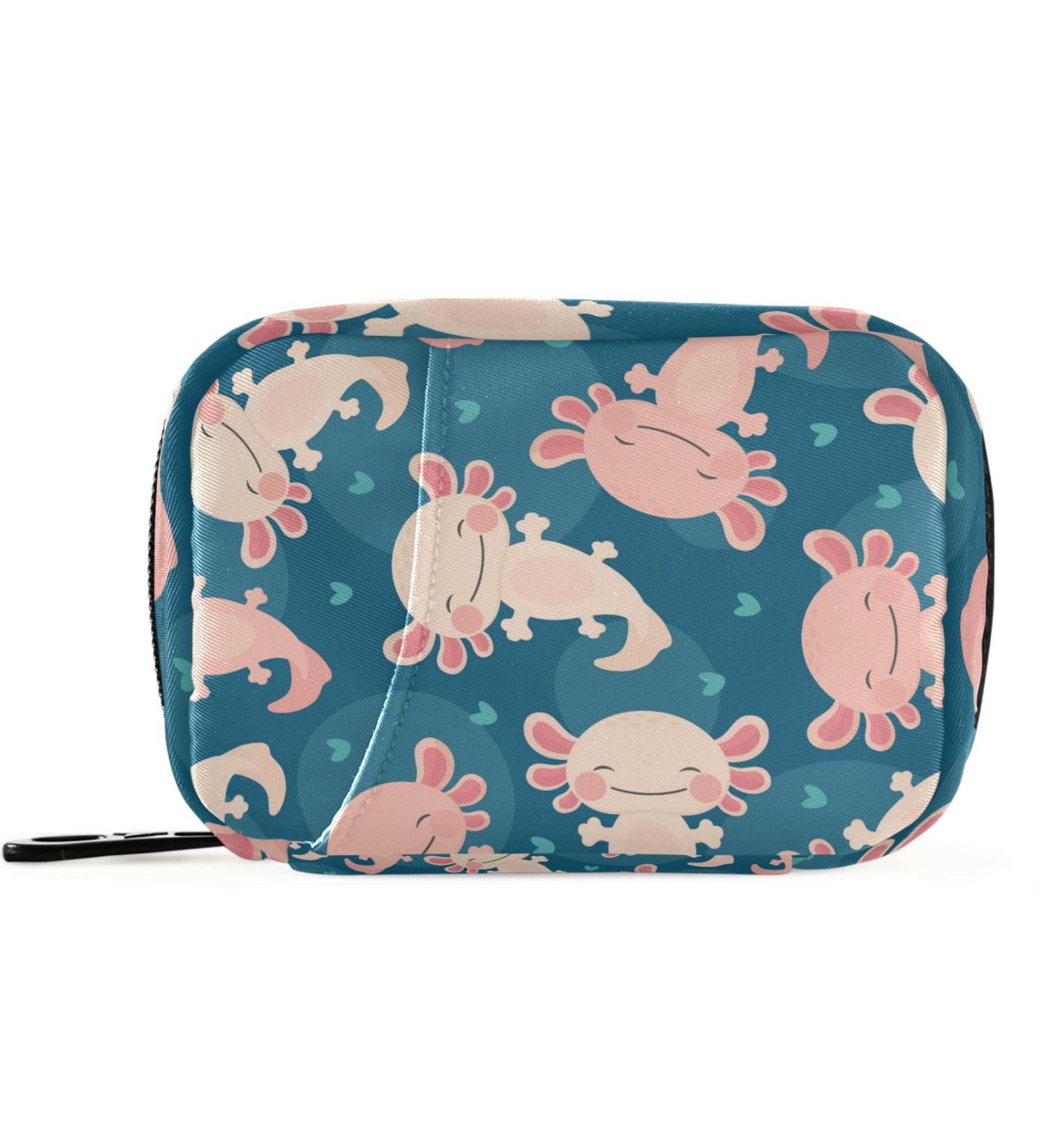 Pfrewn 7 Day Axolotl Kawaii Pill Organizer Case | Portable Weekly Vitamin & Medicine Holder with Zipper | Travel-Friendly Supplement Pouch - Buy Online on GoSupps.com
