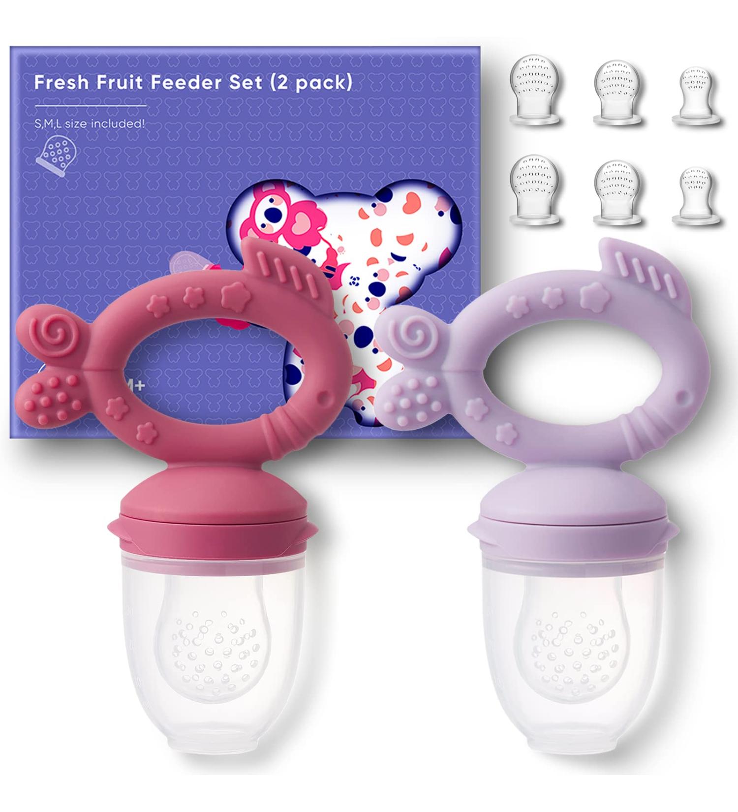 KoalaZoom Baby Fruit Feeder Pacifier (2 Count) | Silicone Teether Toy for Babies | Includes Extra Silicone Sacs | Ideal Baby Feeding Supplies in Lavender & Rapture Rose - Buy Online on GoSupps.com