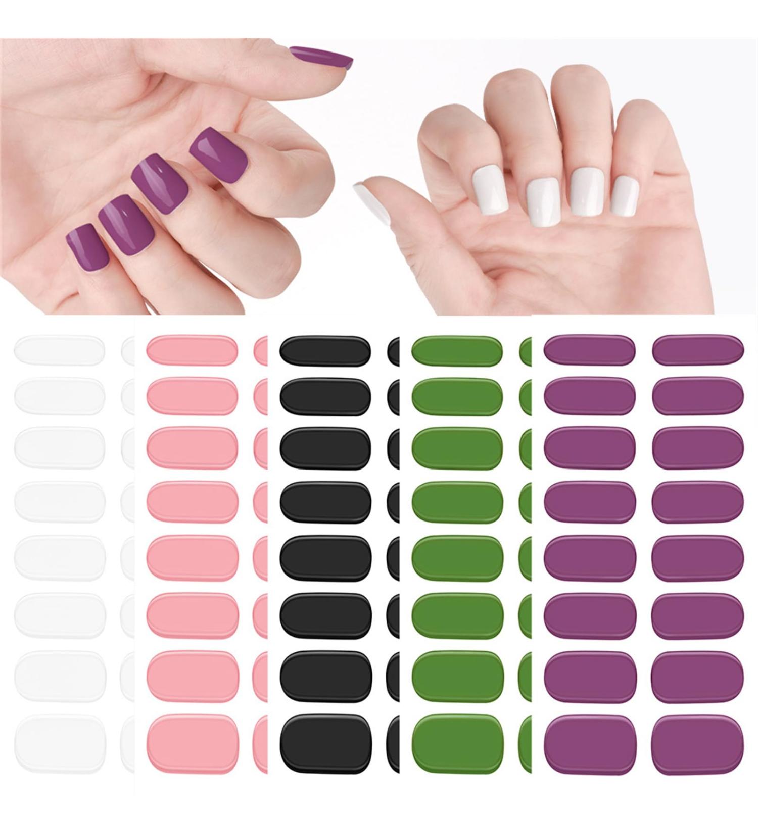 Glam Gelz Nail Sticker Sarafine Nail Strips - Peel and Stick Nail Polish Gel Nail Stickers Semi Cured Nail Art Stickers for Gel Nails French Stickers for Nails Full Nail Wraps (5PCS-A) - Buy Online on GoSupps.com