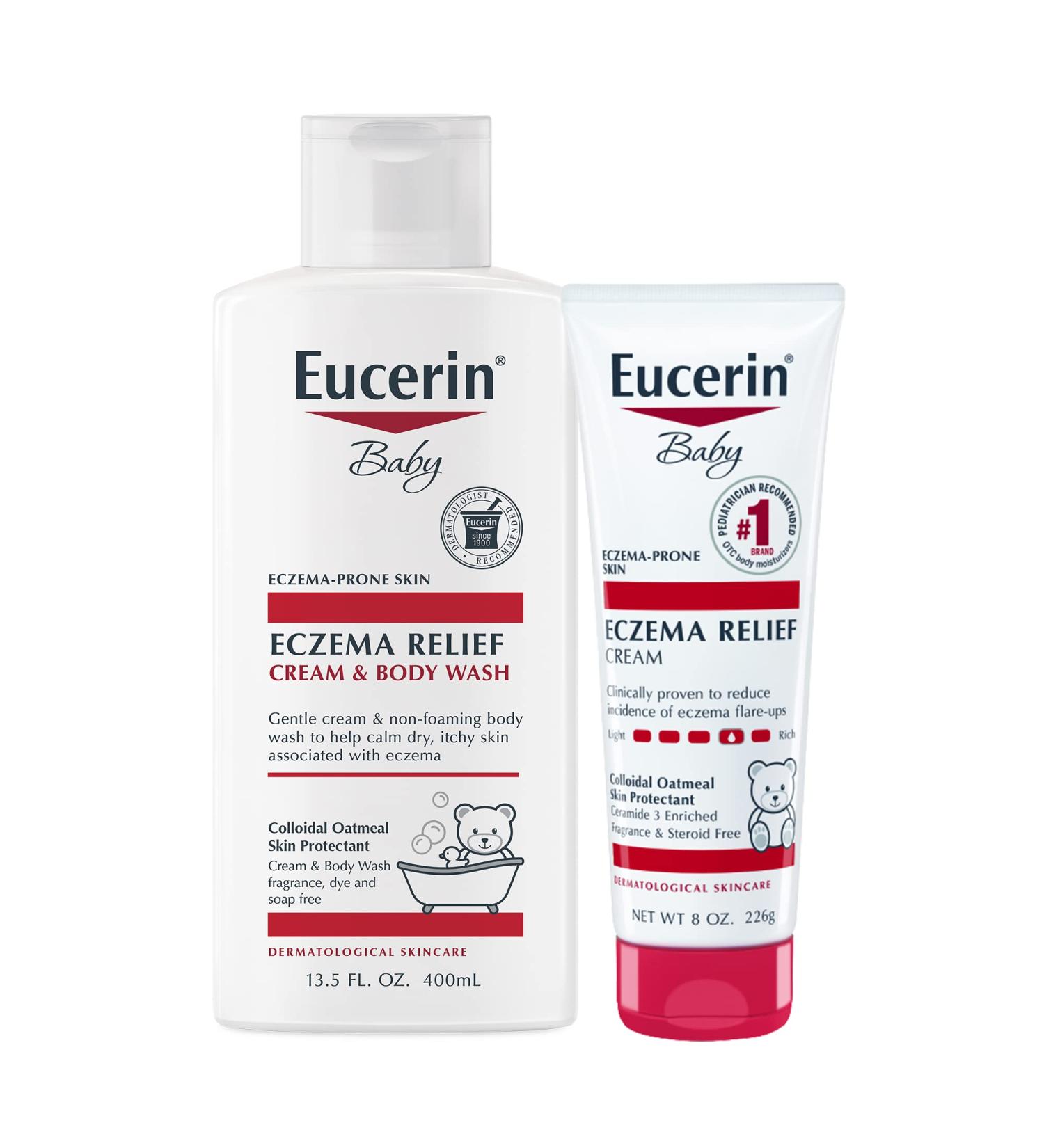 Eucerin Baby Eczema Relief Cream Body Wash & Cream Bundle - 21.5 oz | Soothing Formula for Sensitive Skin - Buy Online on GoSupps.com