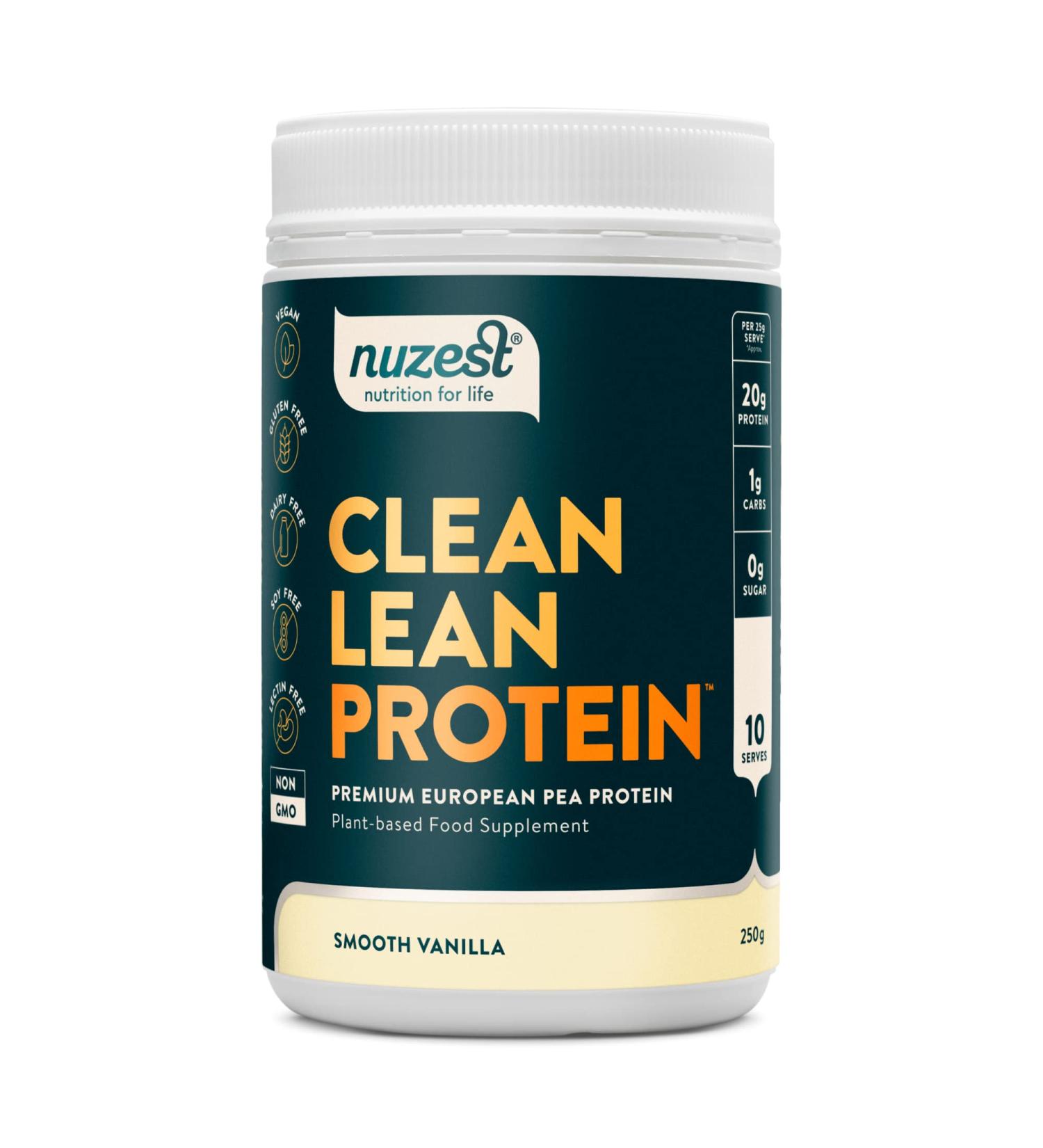 Nuzest Clean Lean Protein Powder - Vanilla Vegan Protein Shake | Plant-Based Low Calorie & Carb Gluten-Free 250g (10 Portions) - Buy Online on GoSupps.com