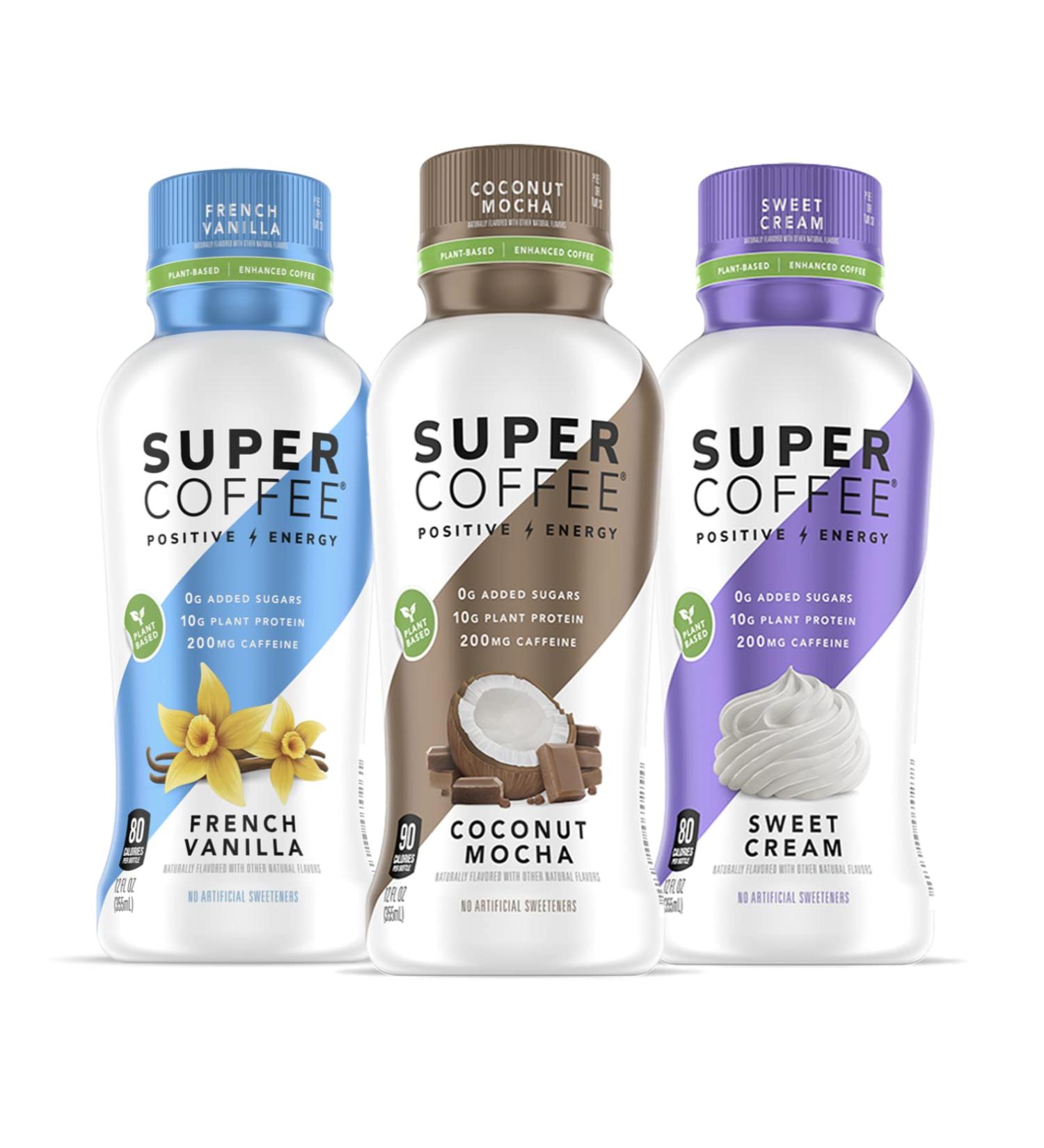 Super Coffee Iced Keto Coffee Variety Pack - 12 Pack, 12 Fl Oz | Plant Based with 0g Added Sugar, 10g Protein, 80 Calories | Smart Coffee Drinks for Energy - SoyFree, GlutenFree - Buy Online on GoSupps.com