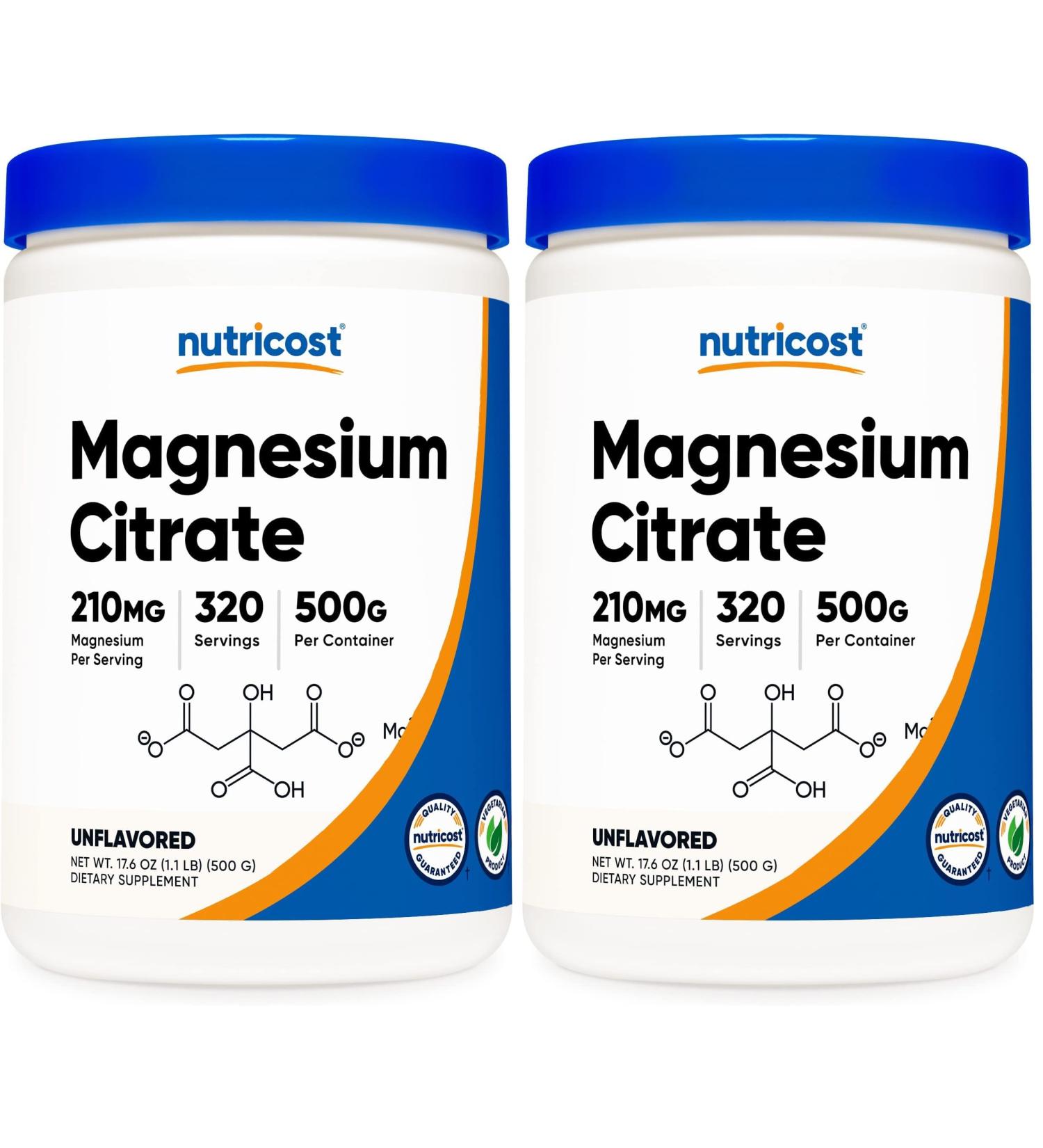 Nutricost Magnesium Citrate Powder (Unflavored 500 Gram) (Pack of 2) - Buy Online on GoSupps.com