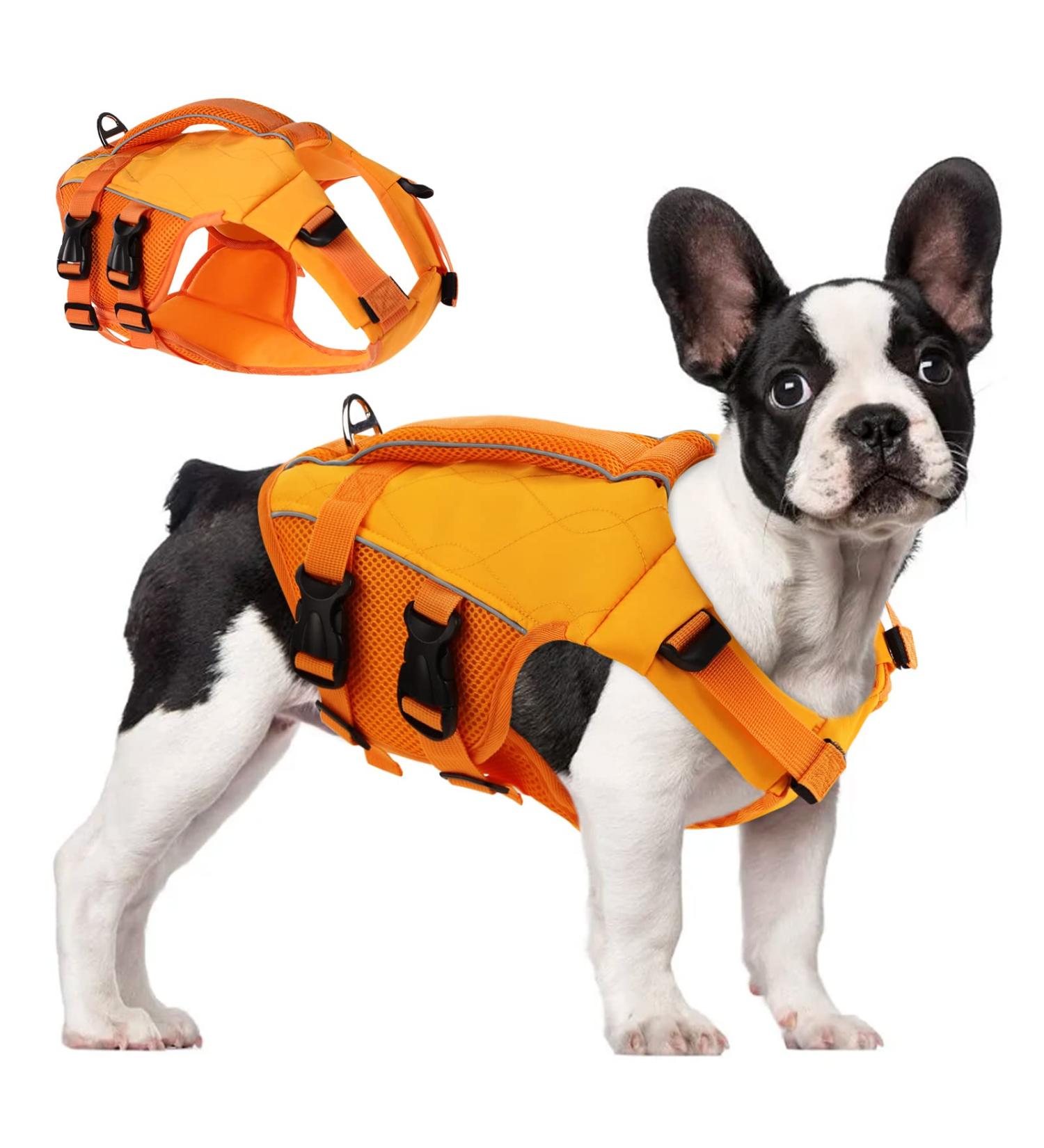 Asenku Dogs Wowers - Adjustable Ripstop Dog Life Vest for Small Medium & Large Dogs | Reflective & Durable for Boating Swimming & Surfing - Orange - Buy Online on GoSupps.com