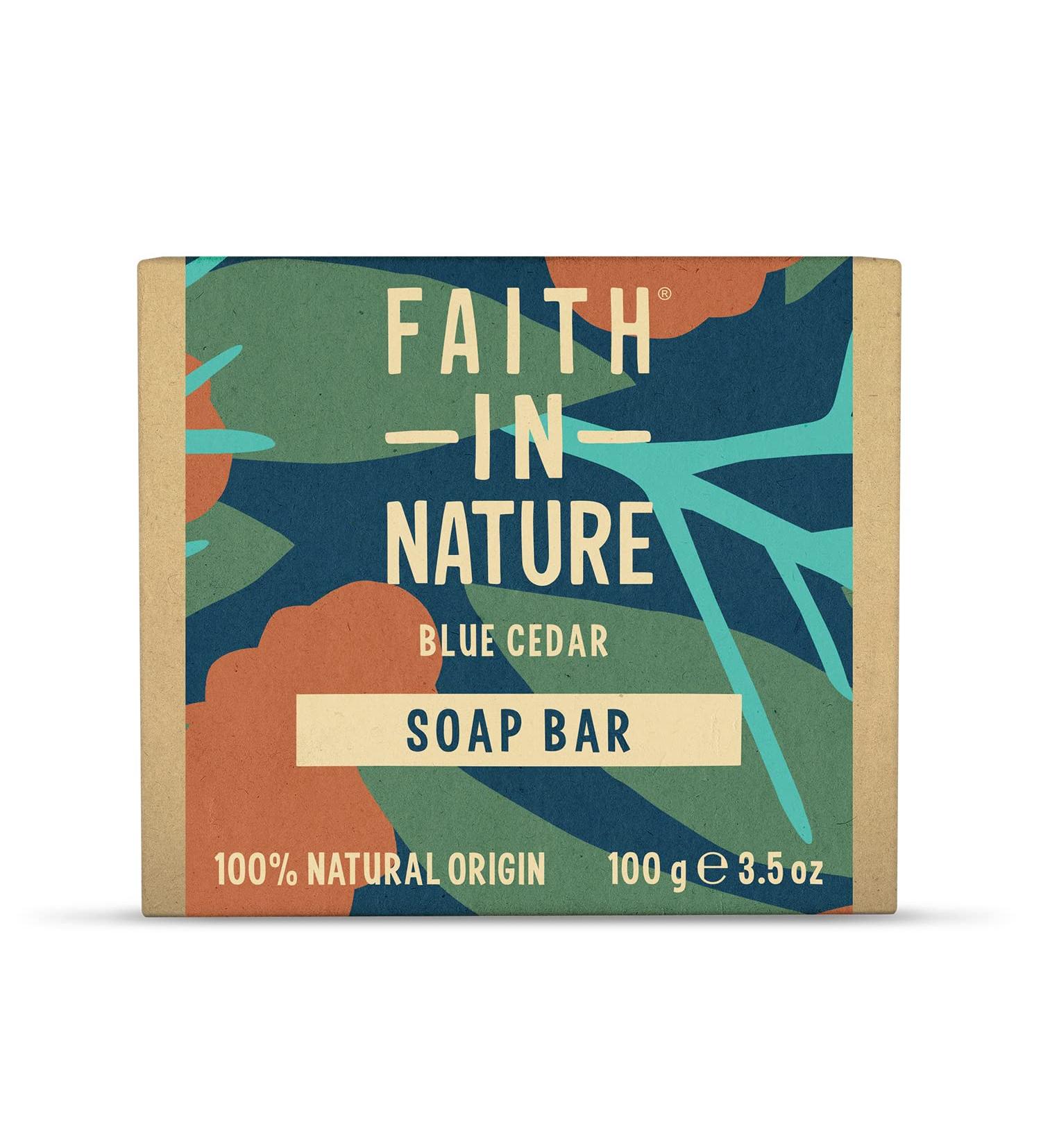 Faith In Nature Blue Cedar Hand Soap Bar - Vegan, Cruelty-Free, No SLS, Parabens (100g) - Buy Online on GoSupps.com