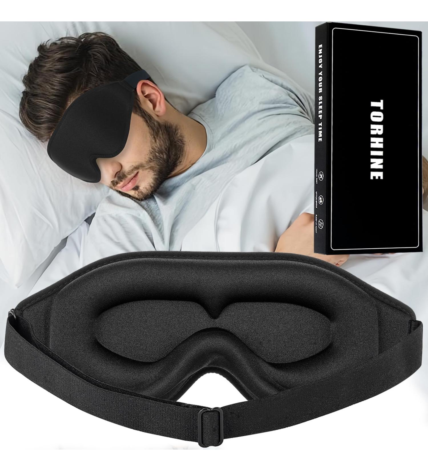 Buy 3D Contoured Sleep Mask for Men & Women - Adjustable No Pressure Eye Cover - Soft Black Blindfold for Better Sleep - Buy Online on GoSupps.com