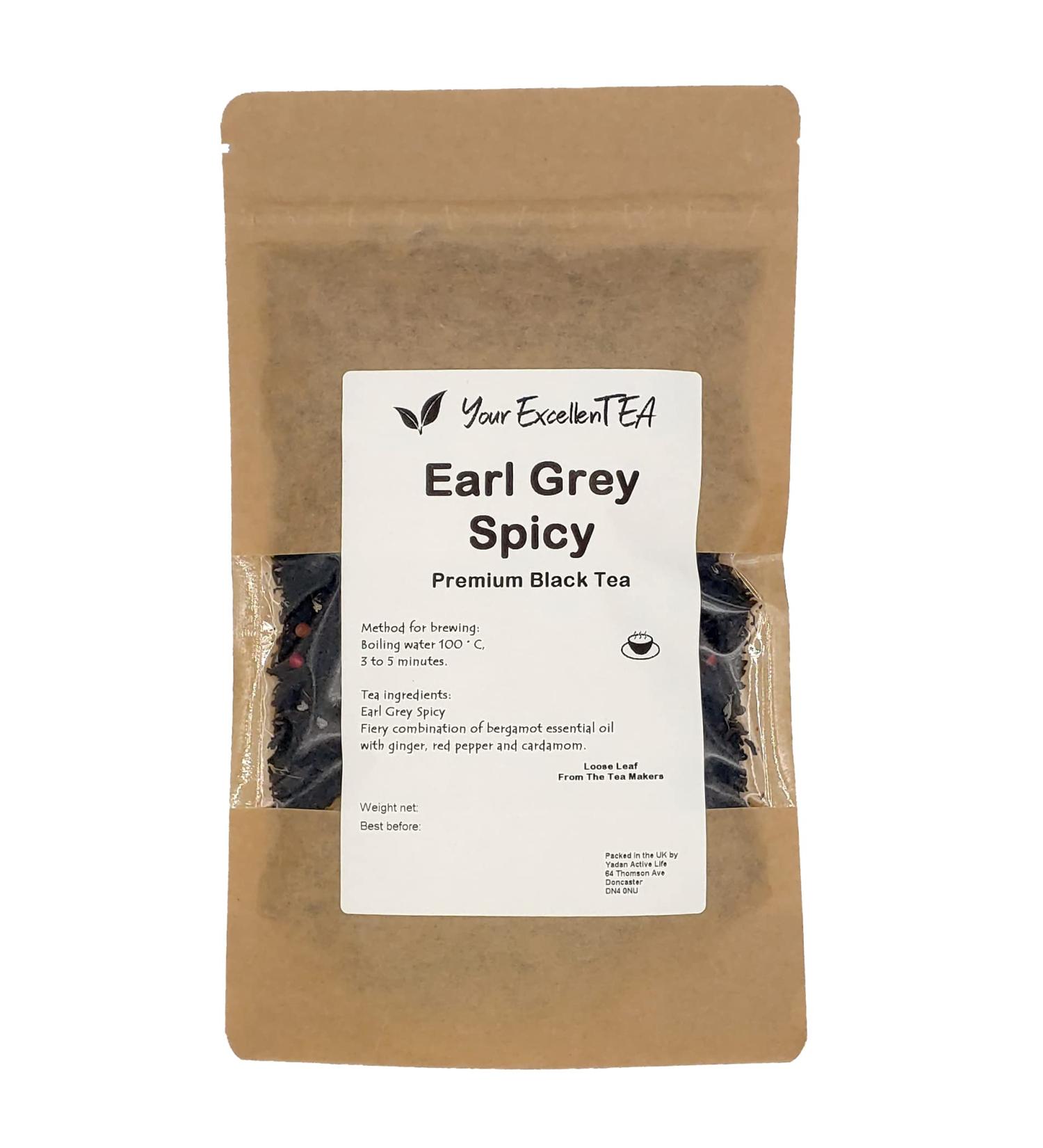 Earl Grey Spicy 200g - Premium Loose Leaf Black Tea with Bergamot Oil | Resealable Pouch - Buy Online on GoSupps.com