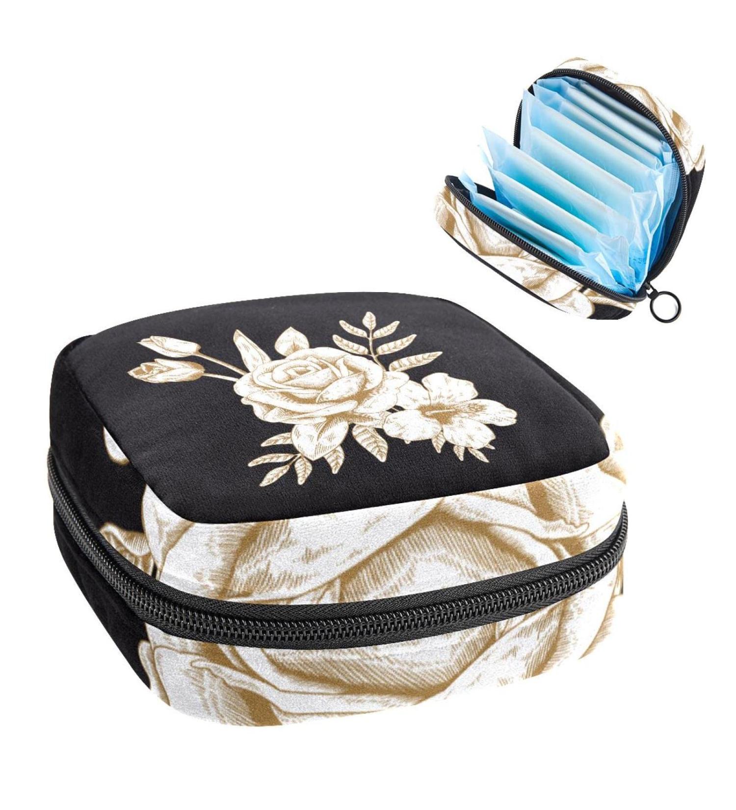 Gold Rose Sanitary Napkin Storage Bag | Menstrual Cup & Tampon Pouch | Portable Period Bag for Women & Teen Girls | Multi-colored - Buy Online on GoSupps.com