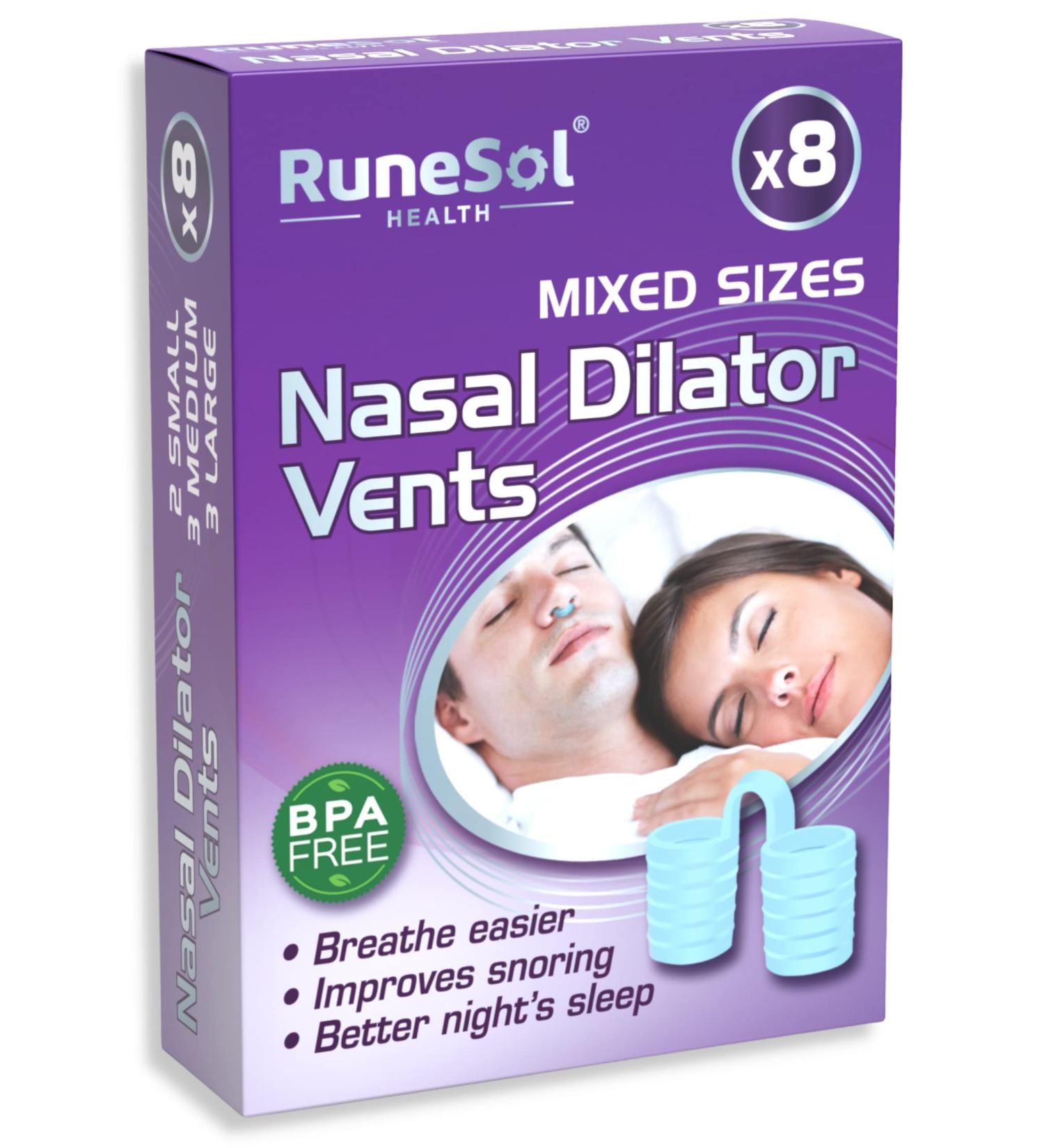 Runesol Snoring Relief Nasal Dilator - 8 Mixed Blue Nose Vents for Men and Women | Anti Snoring Devices for Sleeping | Congestion Relief and Snore Stopper - Buy Online on GoSupps.com