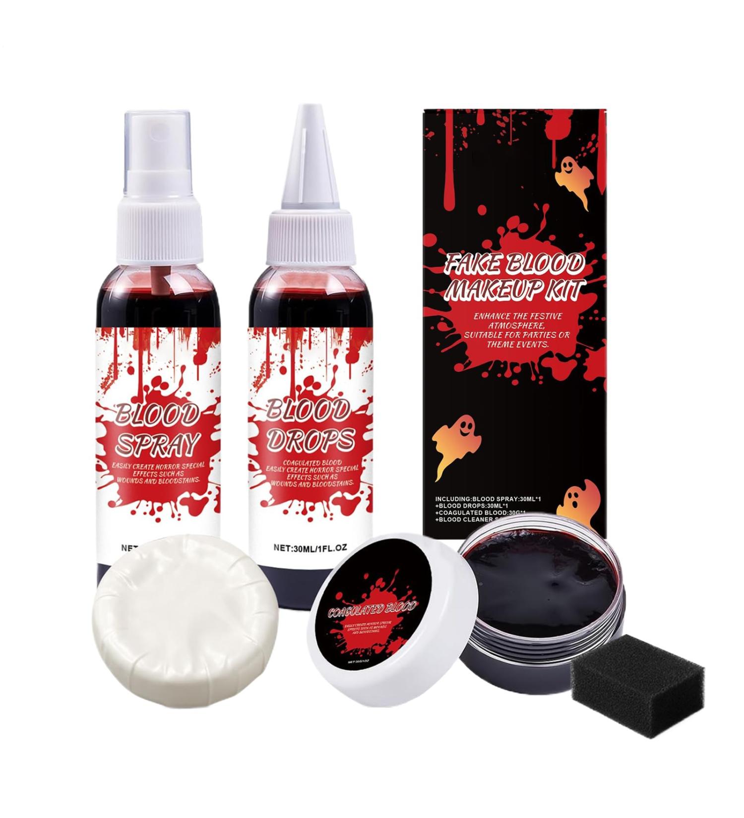 Fake Blood Kit for Halloween Coagulated Gel Blood Kit with Cleansing Soap Scary Zombie Vampire Props for Photo Props Role Play Stage Performance - Buy Online on GoSupps.com