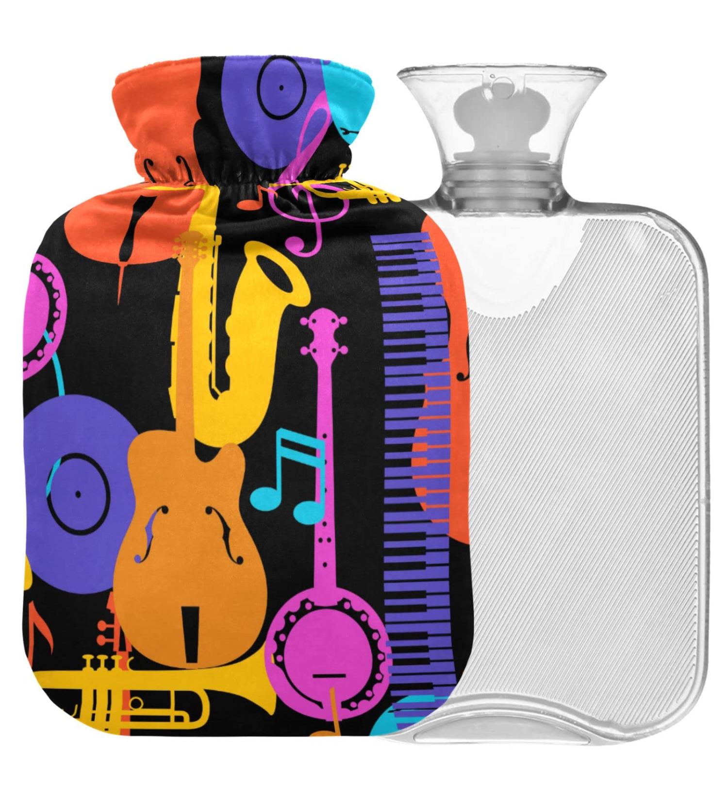 Buy Naanle Colorful Jazz Music Hot Water Bottle - 2L Large Heat Bottle for Pain Relief & Therapy | Ideal for Bed Hands Feet - Transparent & Stylish - Buy Online on GoSupps.com