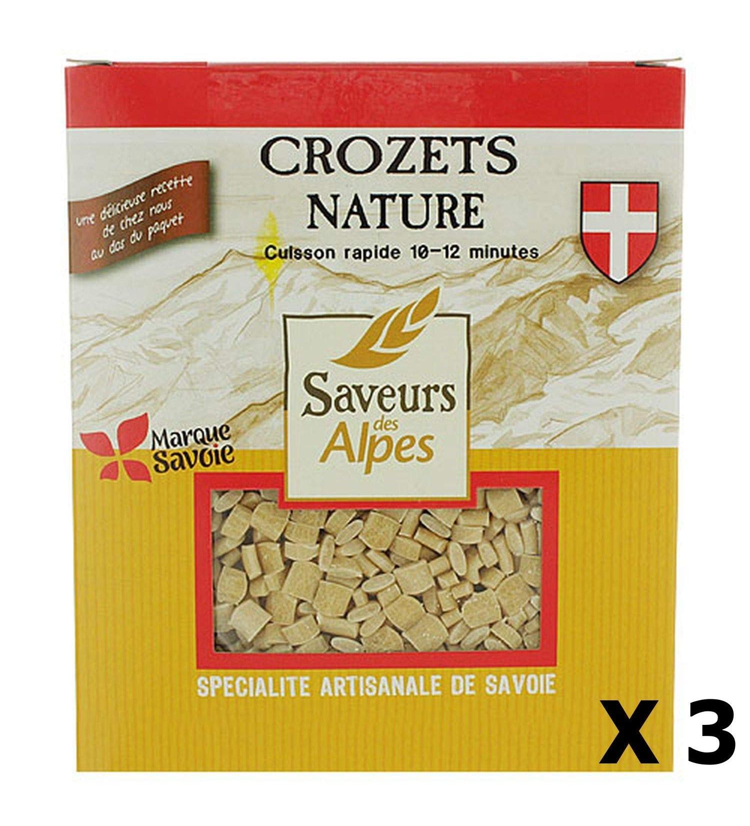 Saveurs des Alpes Pack of 3 plain Crozets - Flavors of the Alps - 400g box