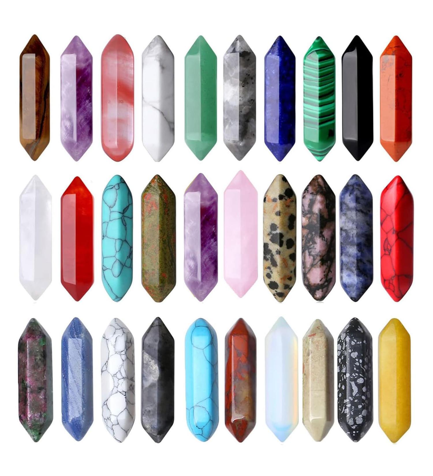 Xiannvxi 30pc Natural Healing Crystals & Gemstones Set - Chakra Magic Wand Reiki Points & Spiritual Gift - Buy Online on GoSupps.com