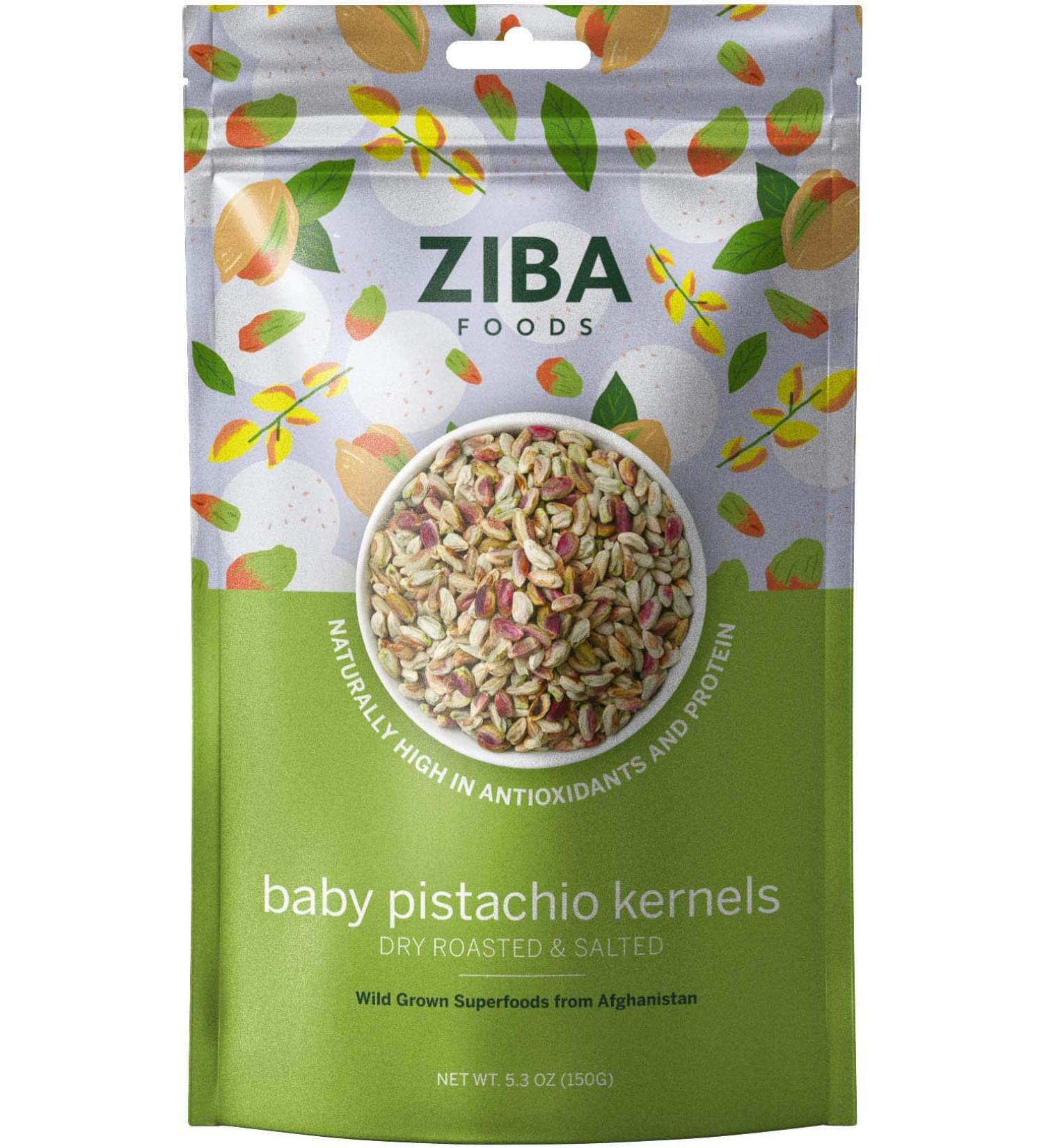 Ziba Foods Wild-Grown Baby Pistachio Kernels | Non-GMO Vegan Gluten Free Snack Nuts | 5.3 oz Pack | Dry Roasted, Salted, Healthy & Delicious - Buy Online on GoSupps.com