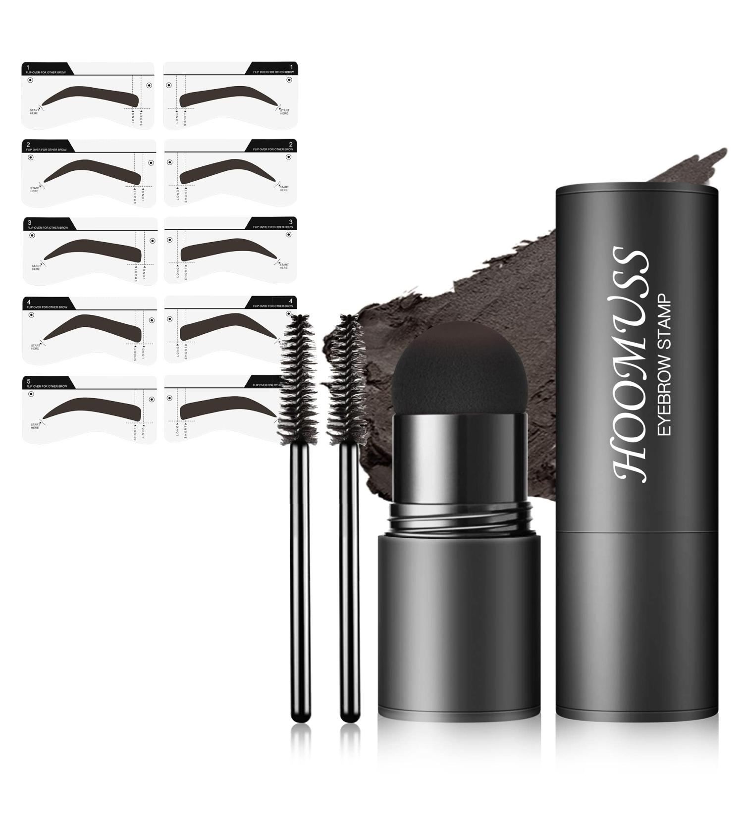 Eyebrow Stamp Kit with 10 Stencils - Waterproof Brow Pomade for Perfect Brows | Long Lasting, Pigmented & Easy to Use - Black Brown - Buy Online on GoSupps.com