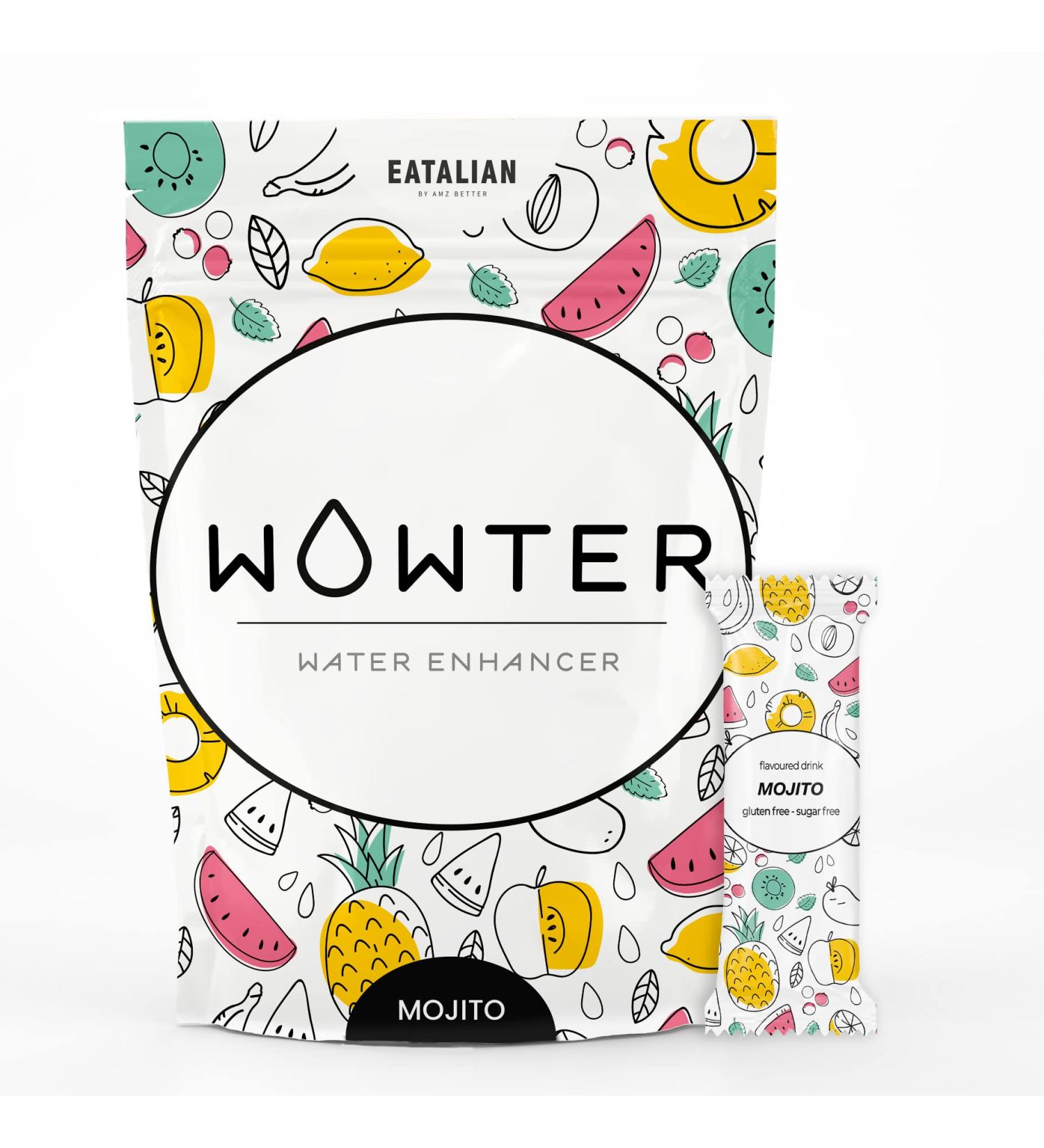 Buy Wowter by AMZ Better - Sugar-Free Mojito Flavor Water Powder | 24 Soluble Bags | GMO-Free Gluten-Free Made in Italy | 2 Pack - 96g - Buy Online on GoSupps.com