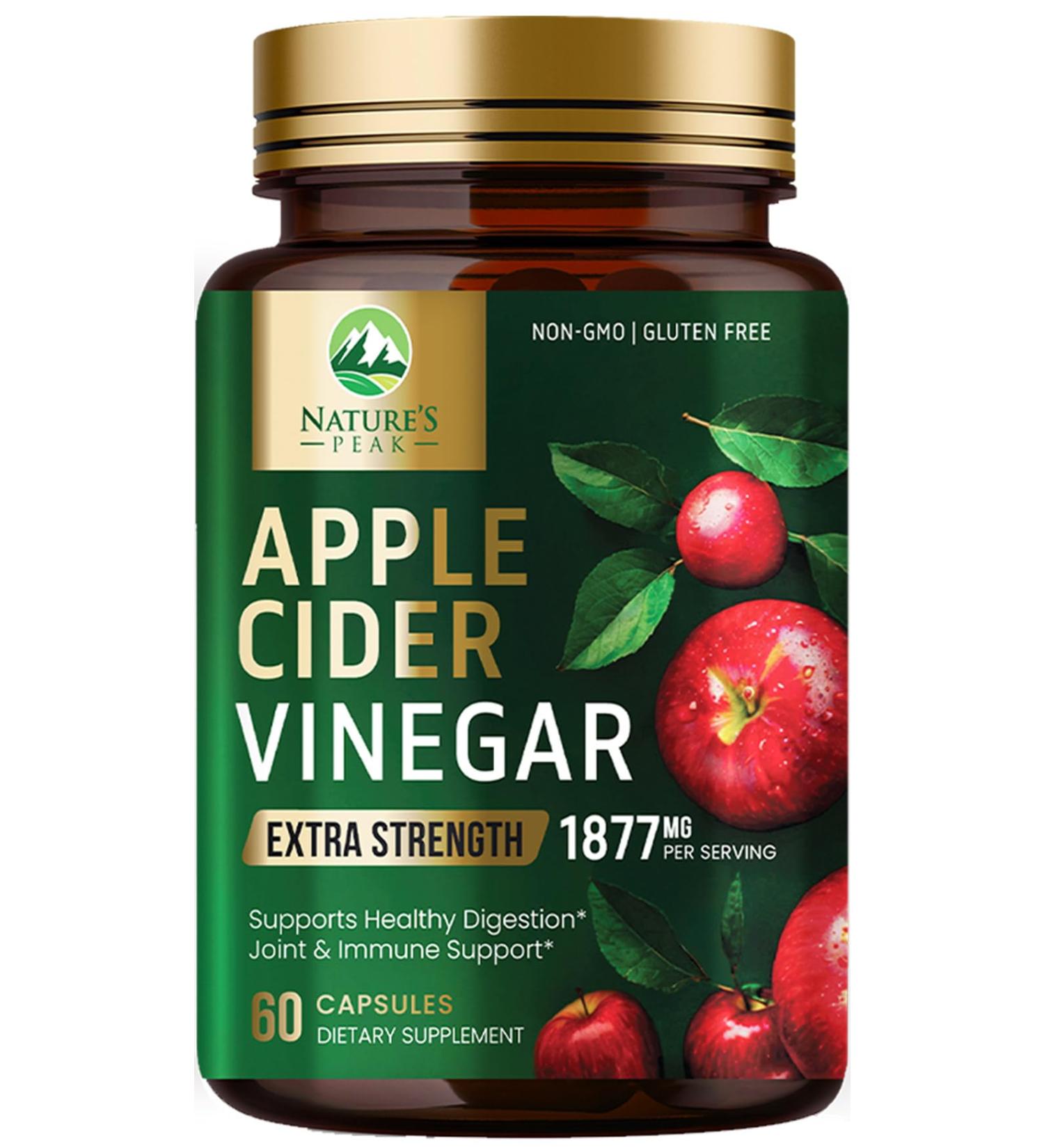 Apple Cider Vinegar Capsules ACV Supplements 1877mg Vitamin D3 Zinc & Best ACV Supplement Pills Supporting Gut Health for Better Digestion Immune System Support Non-GMO & Gluten Free 60 Capsules 60 Count (Pack of 1) - Buy Online on GoSupps.com