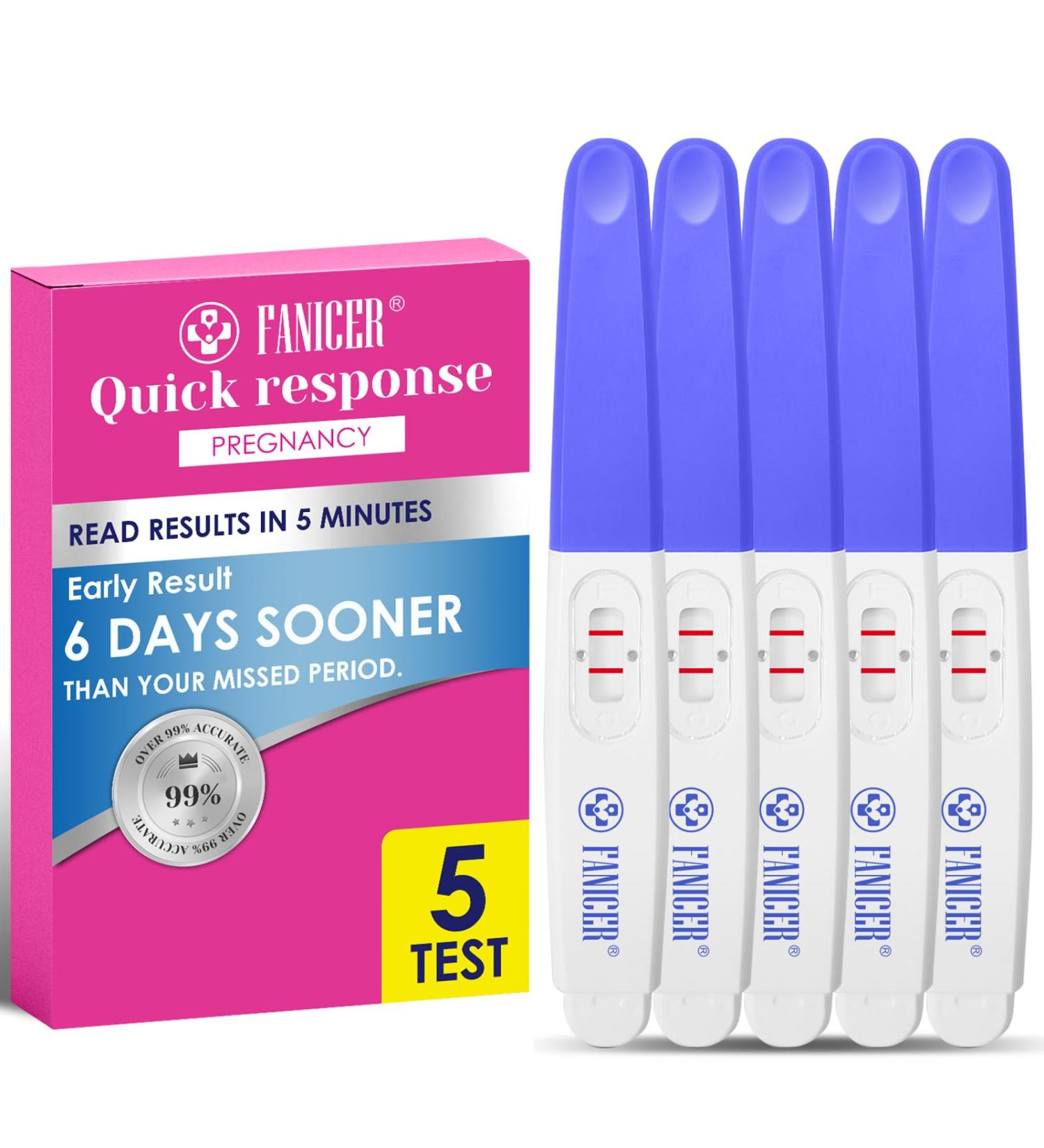 5 Blue Sensitive Pregnancy Tests - Quick 3-Minute Detection & Reliable Results for Early Pregnancy - Buy Online on GoSupps.com