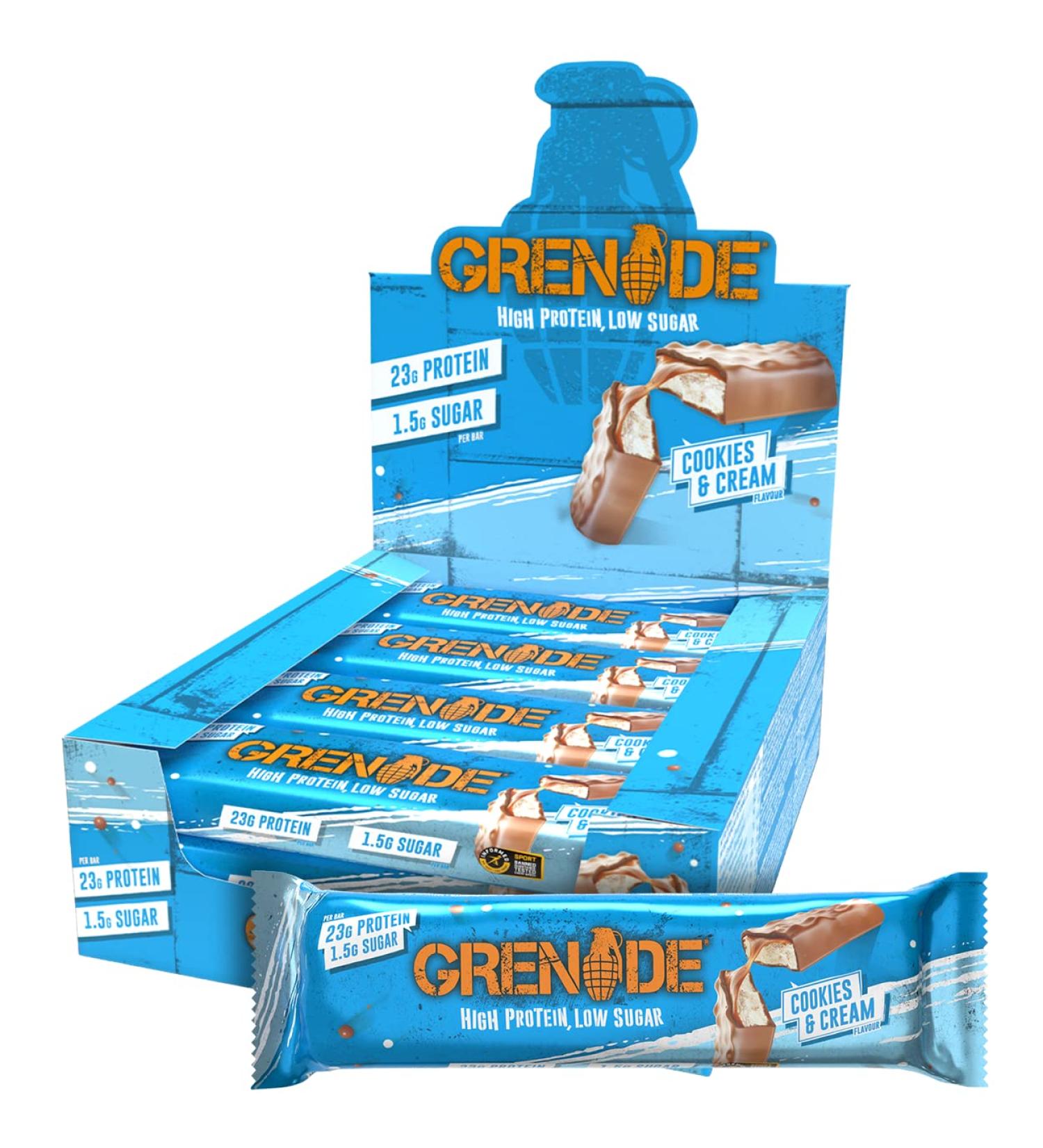 Grenade Carb Killa Bar Cookies & Cream 12x60g - Delicious Cookies and Cream Flavor - Buy Online on GoSupps.com