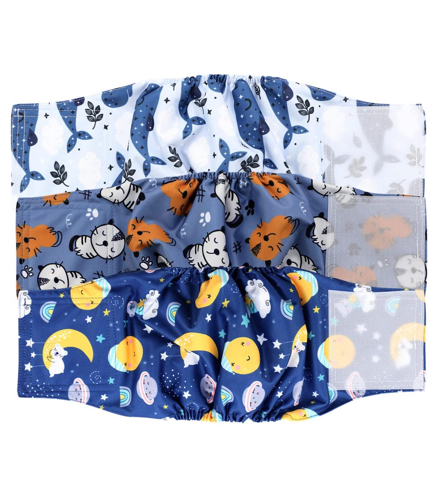 Hi Sprout Reusable Dog Diaper for Male - Washable Belly Band Durable & Absorbent Cloth Wrap (3 Pack) | International Shipping Available - Buy Online on GoSupps.com