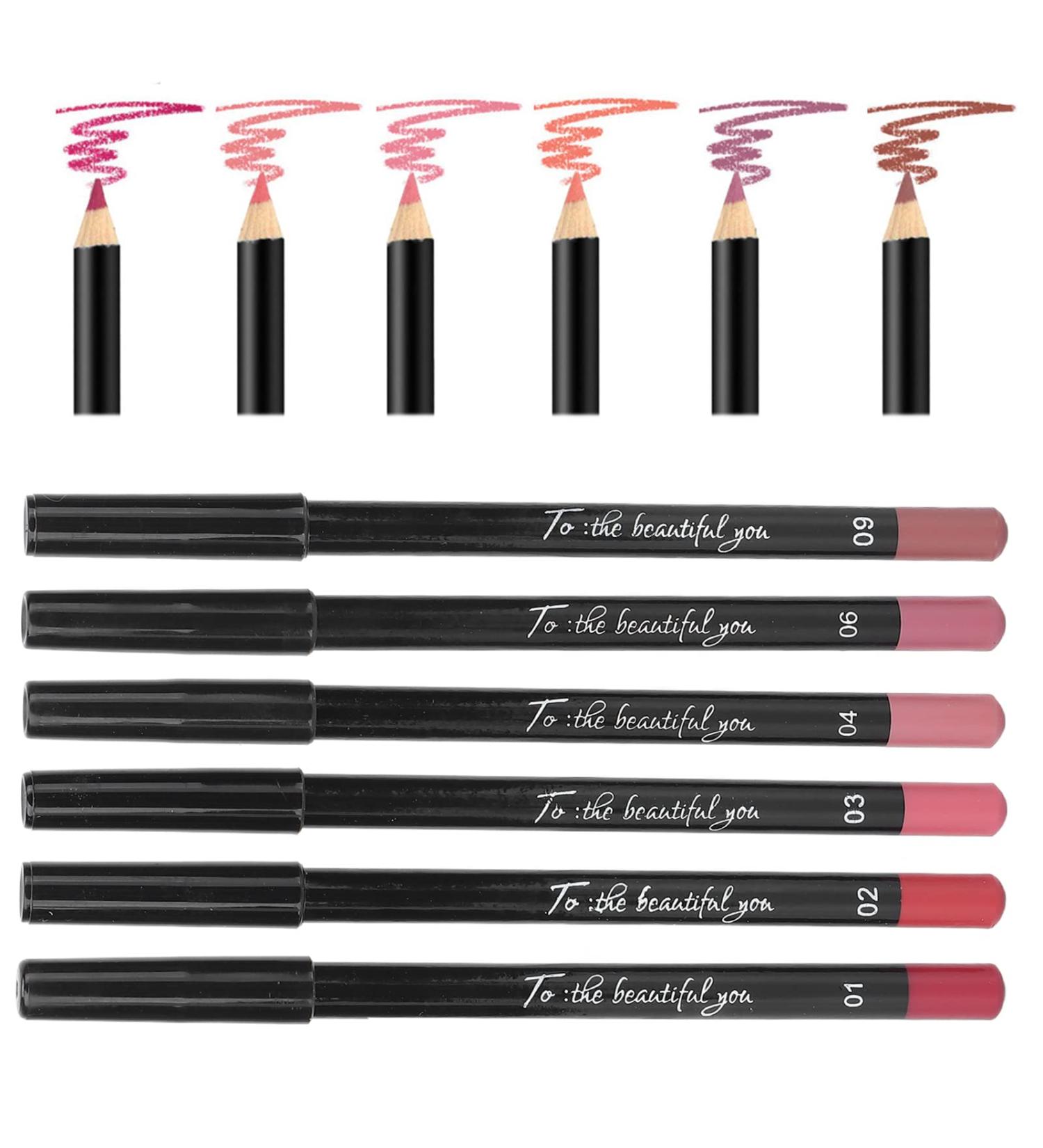 6pcs Long Lasting Lip Liner Set 02 | Waterproof Matte Lip Pencil Cosmetics for Women and Girls - Buy Online on GoSupps.com