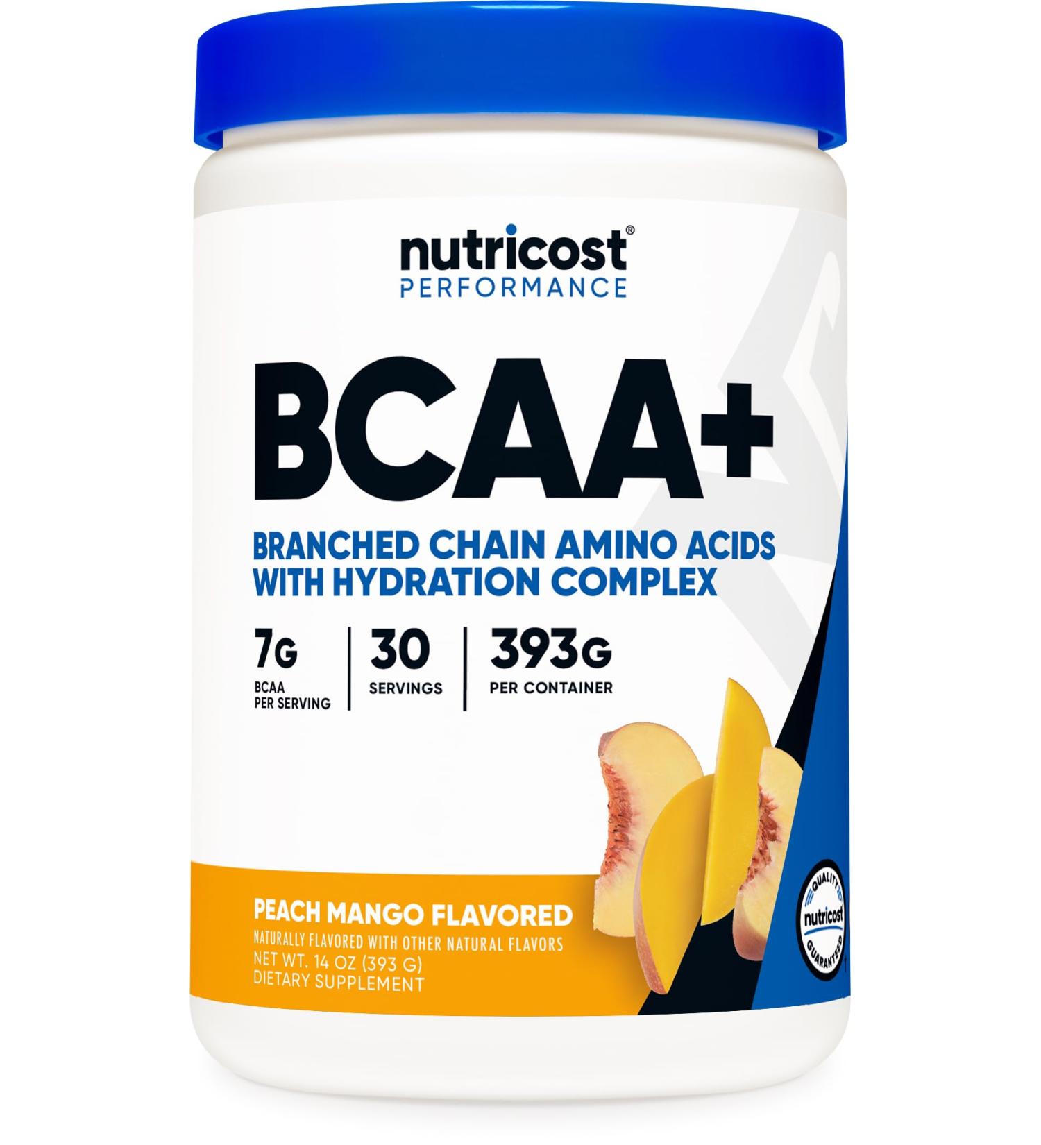 Nutricost BCAA + Hydration Powder - Peach Mango Flavor | 30 Servings | Gluten-Free & Non-GMO | Boost Performance & Hydration - Buy Online on GoSupps.com