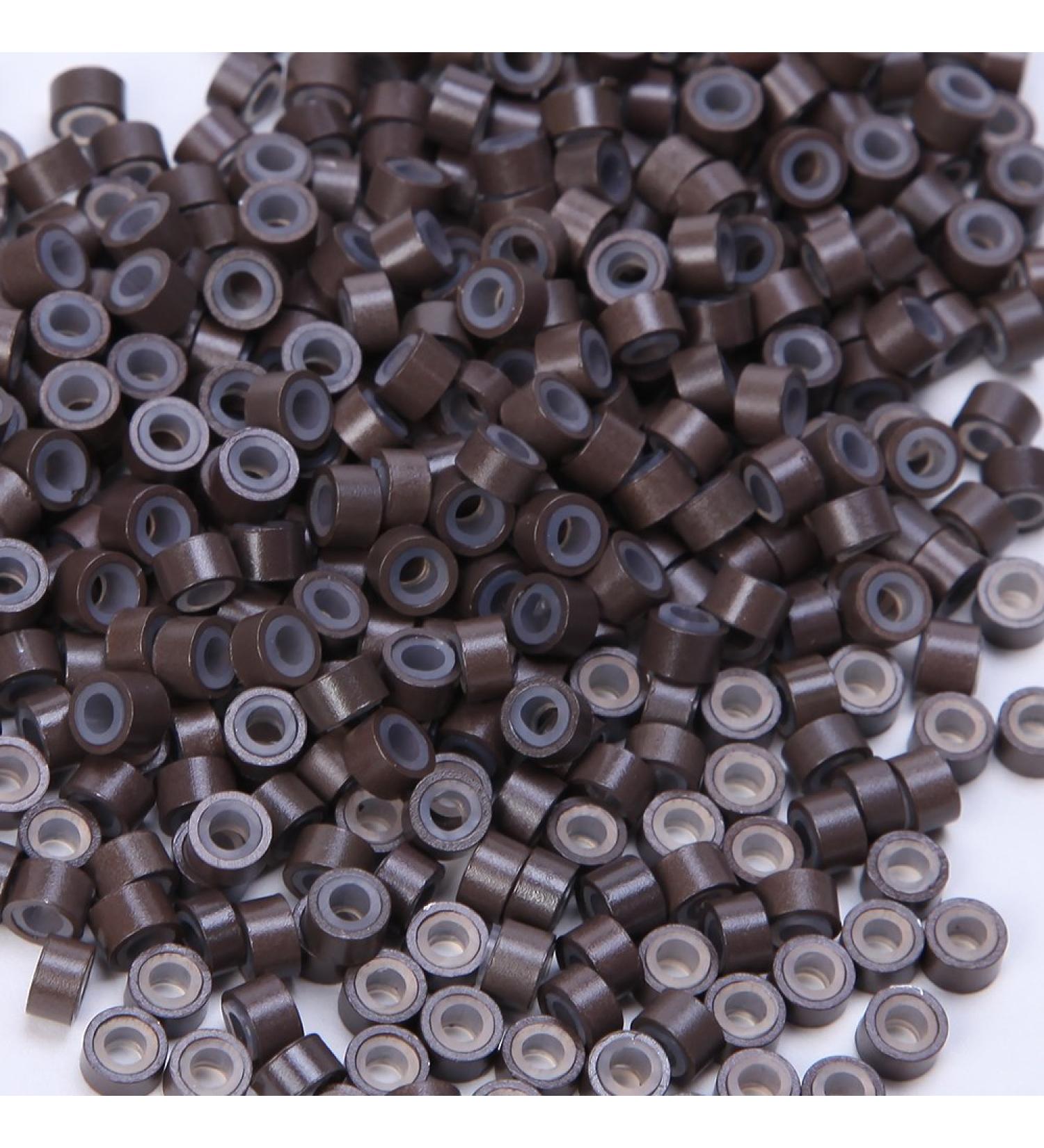 Elailite 1000 pieces silicone micro rings for I tip hair extension #light brown