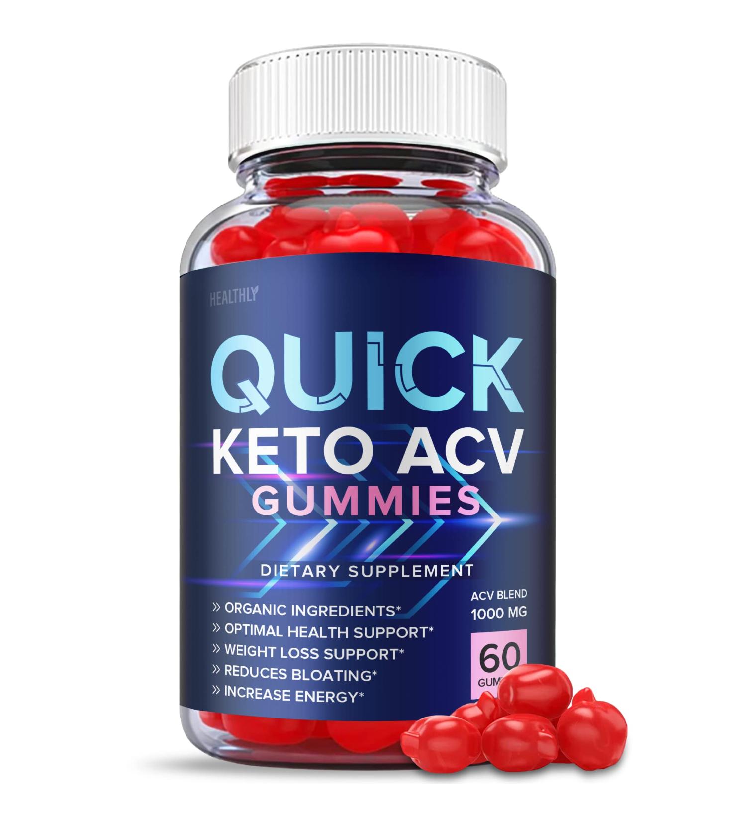 Quick Keto Gummies - Vegan Formula for Weight Loss with ACV, Vitamin B12, Beet Root Juice - 60 Gummies - Buy Online on GoSupps.com
