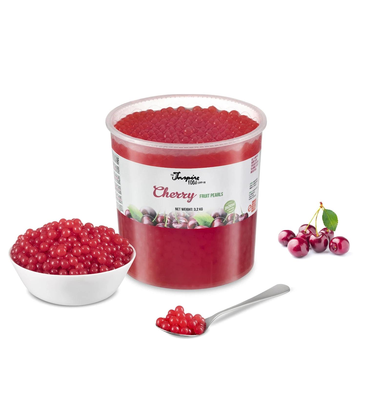 Inspire Food Bubble Tea Pearls - Cherry Popping Boba | Vegan Gluten-Free Tapioca Fruit Beads | 3.2kg Pack for International Shipping - Buy Online on GoSupps.com