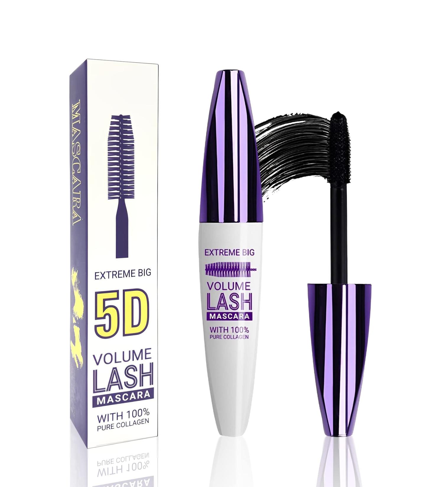 5D Black Mascara Voluminous Waterproof-1Pcs Silk Fiber Tubing Mascara for Eyelashes Volume and Length Curling Eye Lash Longlasting Smudegproof Colored Mascara Liquid Lash Extensions Mascara for Women 01# Black - Buy Online on GoSupps.com