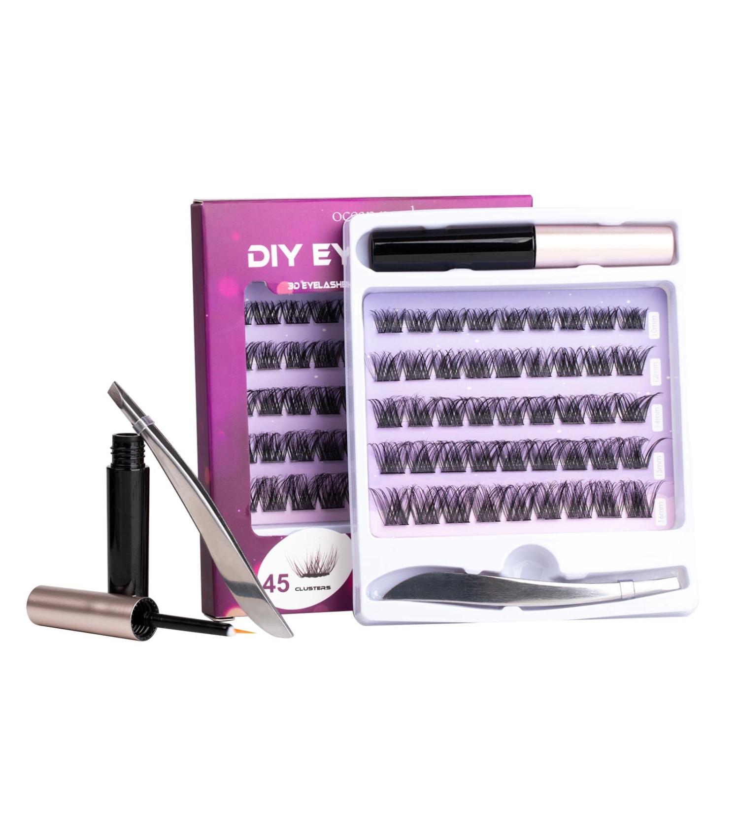 45 Cluster Individual False Eyelashes Extension Kit with Glue - DIY Wispy Fluffy Lash Clusters for Reusable Natural Soft Look - C CC D Curl 10-16MM - i-45 Clusters - Buy Online on GoSupps.com
