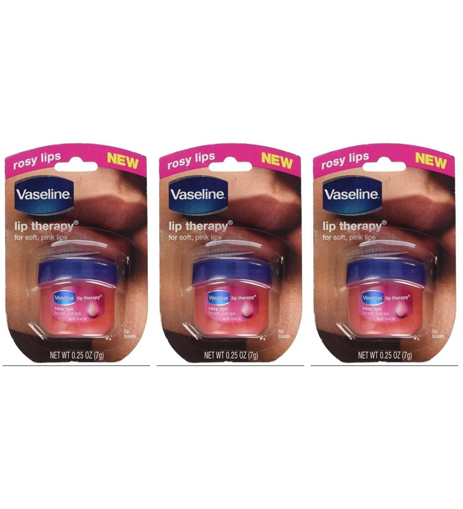 Vaseline Lip Therapy Rosy Lips 0.25 Oz Travel Size (Pack of 3)