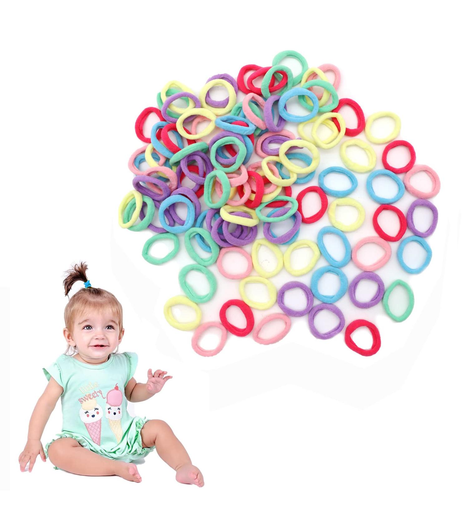 Baby Hair Bobbles 50 Pcs - Elastic Hair Ties for Girls in Candy Colors - Soft Hairbands for Toddlers and Kids - Buy Online on GoSupps.com