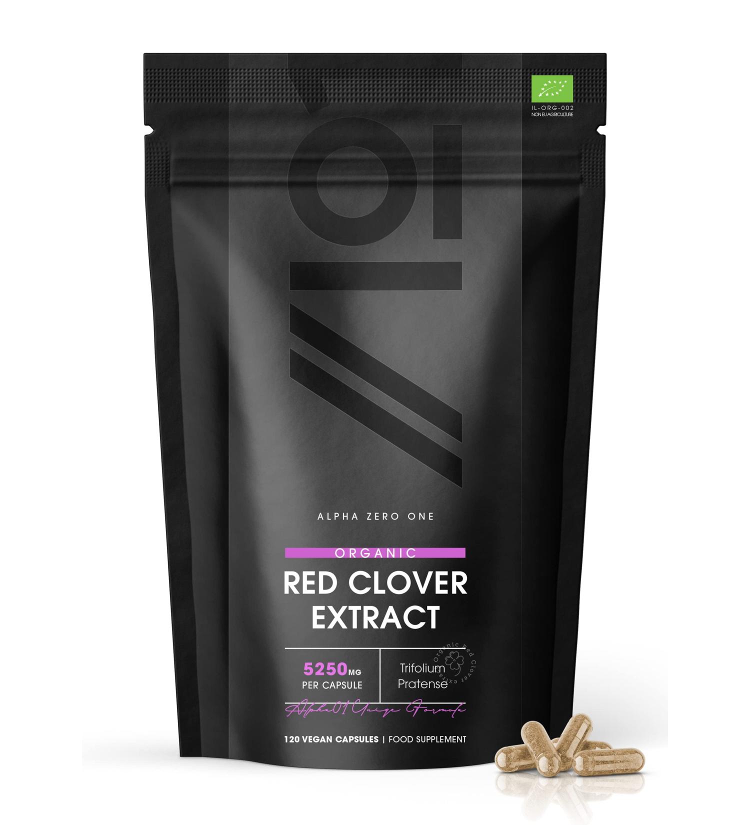 Organic Red Clover Extract 5250mg - for Use During The Menopause - Potent 15:1 Pure Extract - Halal 120 Vegan Capsules 1 count (Pack of 120) - Buy Online on GoSupps.com