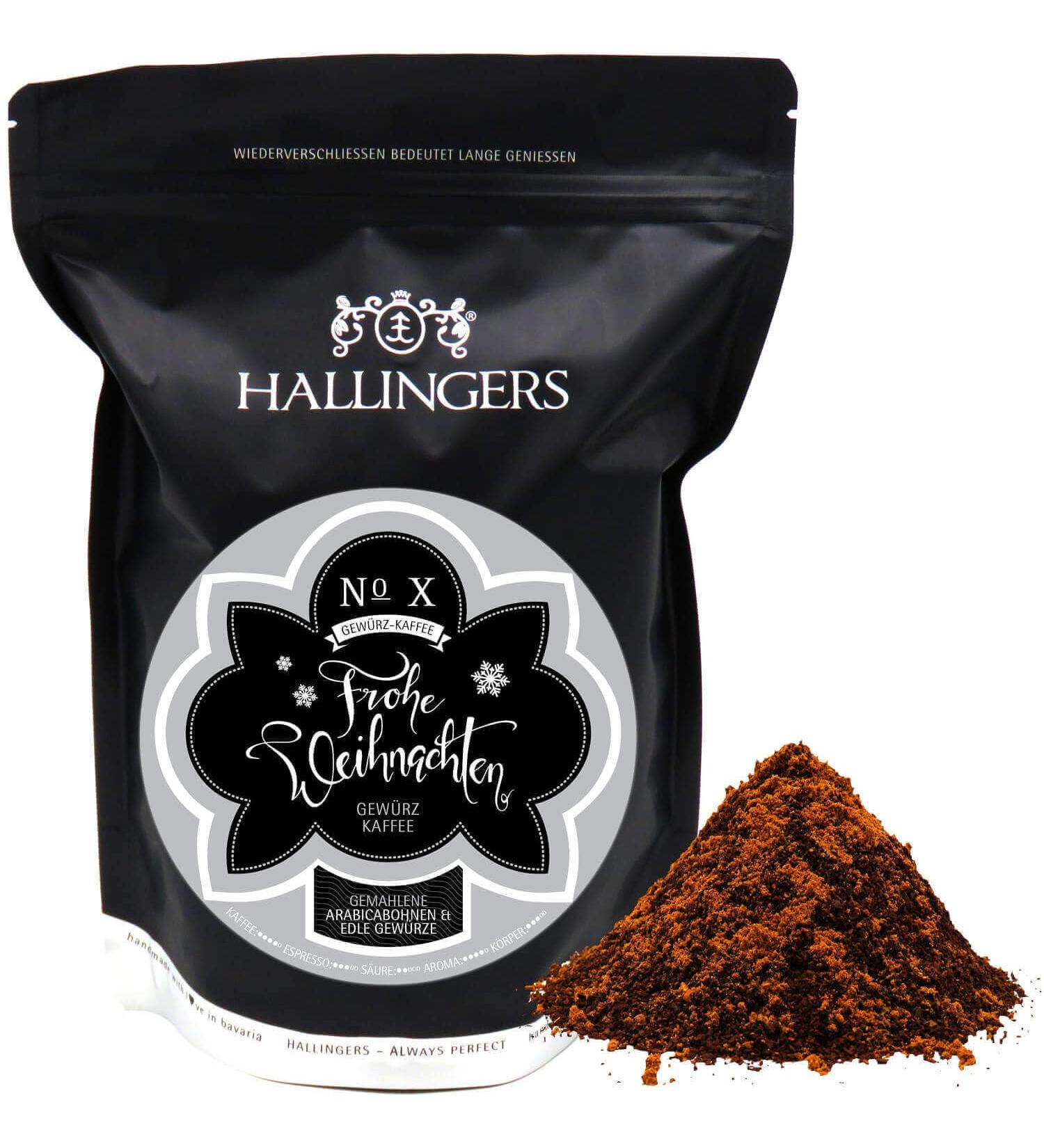 Hallingers Christmas Coffee - Spiced Gourmet Filter Grind | Perfect Gift for Mother's Day & Father's Day | New Home & New Year's Eve Recovery | 500g - Enjoy Long-Term Roasted Flavor - Buy Online on GoSupps.com