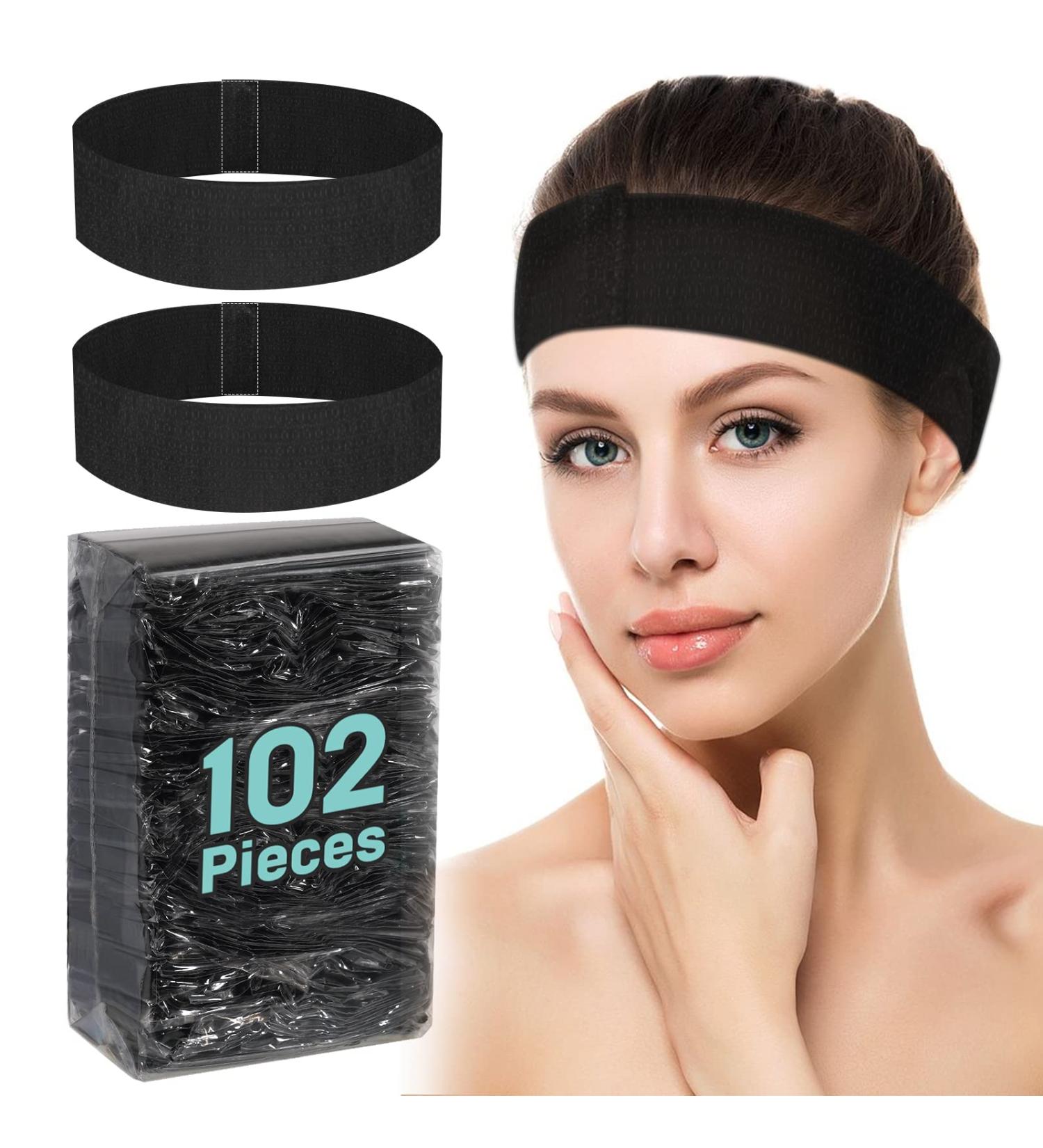 PENCLE Disposable Black Spa Facial Headbands - 102 PCS Individual Packages | Adjustable Elastic Non-Woven Fabric for Women, Girls - Ideal for Skin Care, Makeup, Salon Use - Buy Online on GoSupps.com