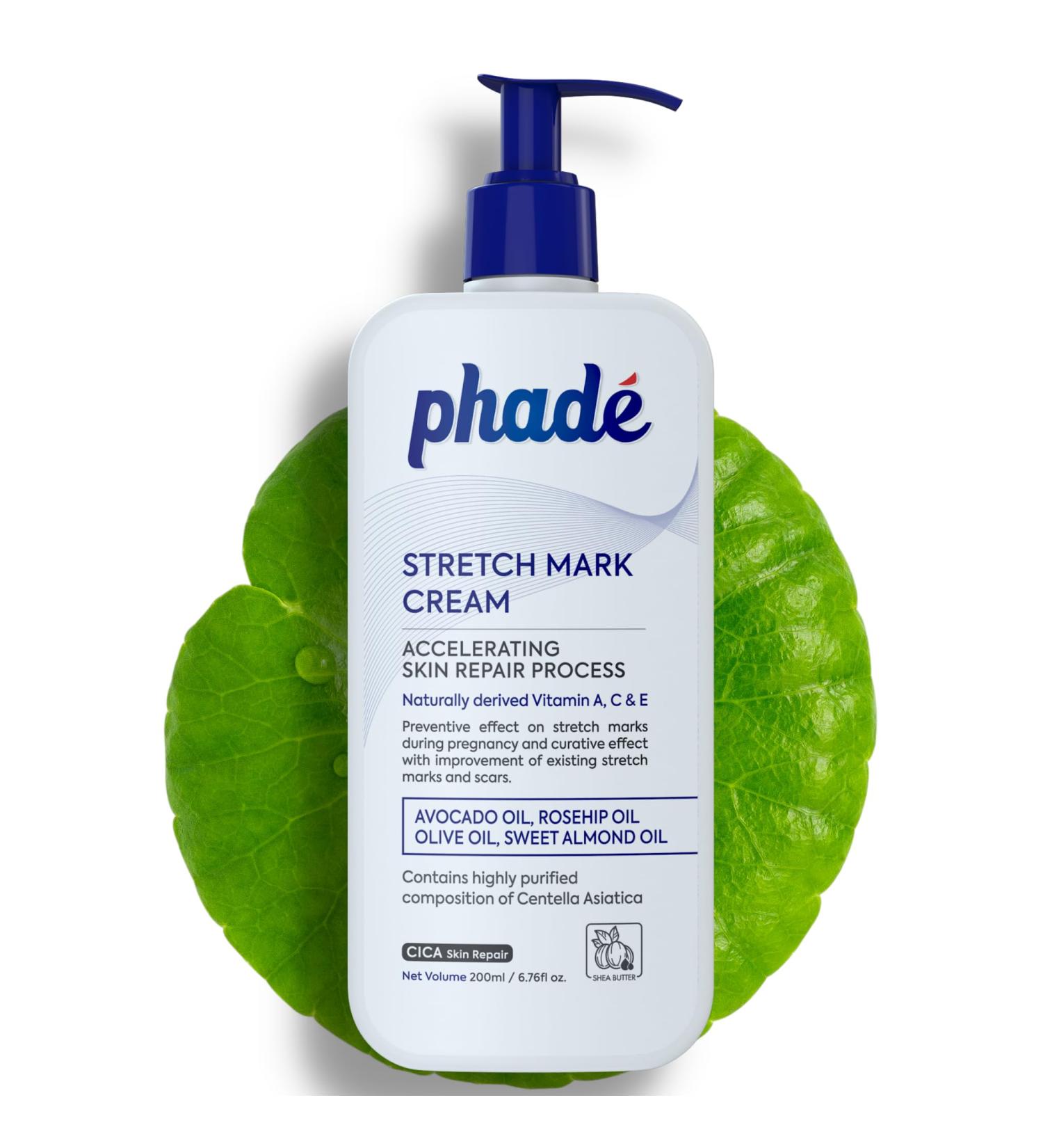 Phade Stretch Mark Cream with CICA - 200ml | Target Scars Uneven Skin Tone & Aging | Dermatologist Approved Clinically Proven for Hydration & Skin Repair - Buy Online on GoSupps.com