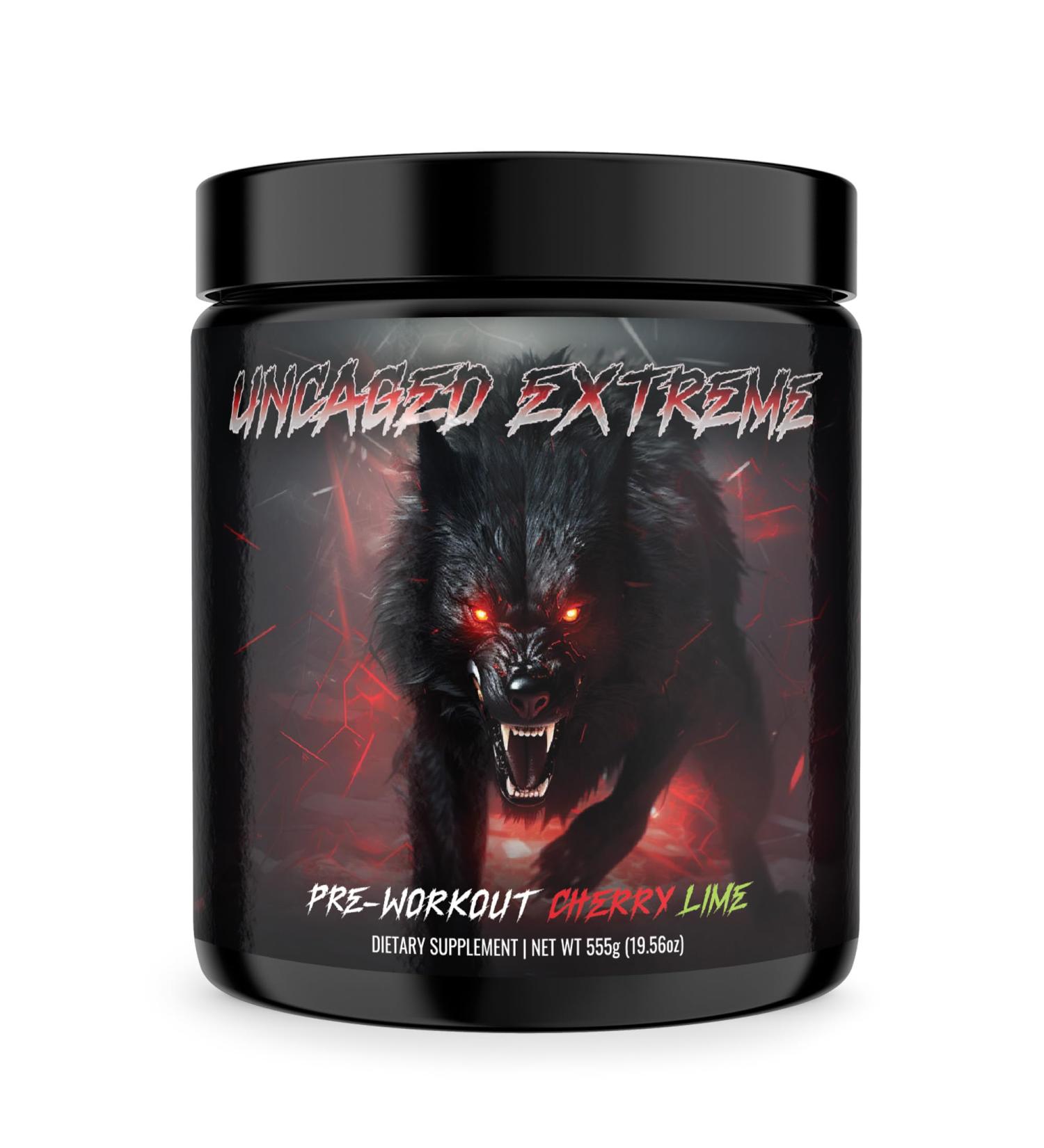 Uncaged Extreme Pre-Workout Powder - Boost Energy Focus & Muscle Pump - L-Citrulline Beta-Alanine Rhodiola Rosea - 30 Servings - Cherry Lime - International Shipping Available - Buy Online on GoSupps.com
