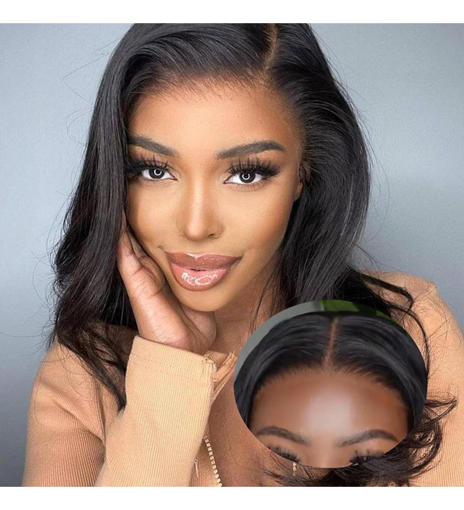 Shop Gluess Wig: Human Hair Pre Cut Lace Body Wave 14inch - Natural Hairline Beginner Friendly 180% Density | International Shipping Available - Buy Online on GoSupps.com