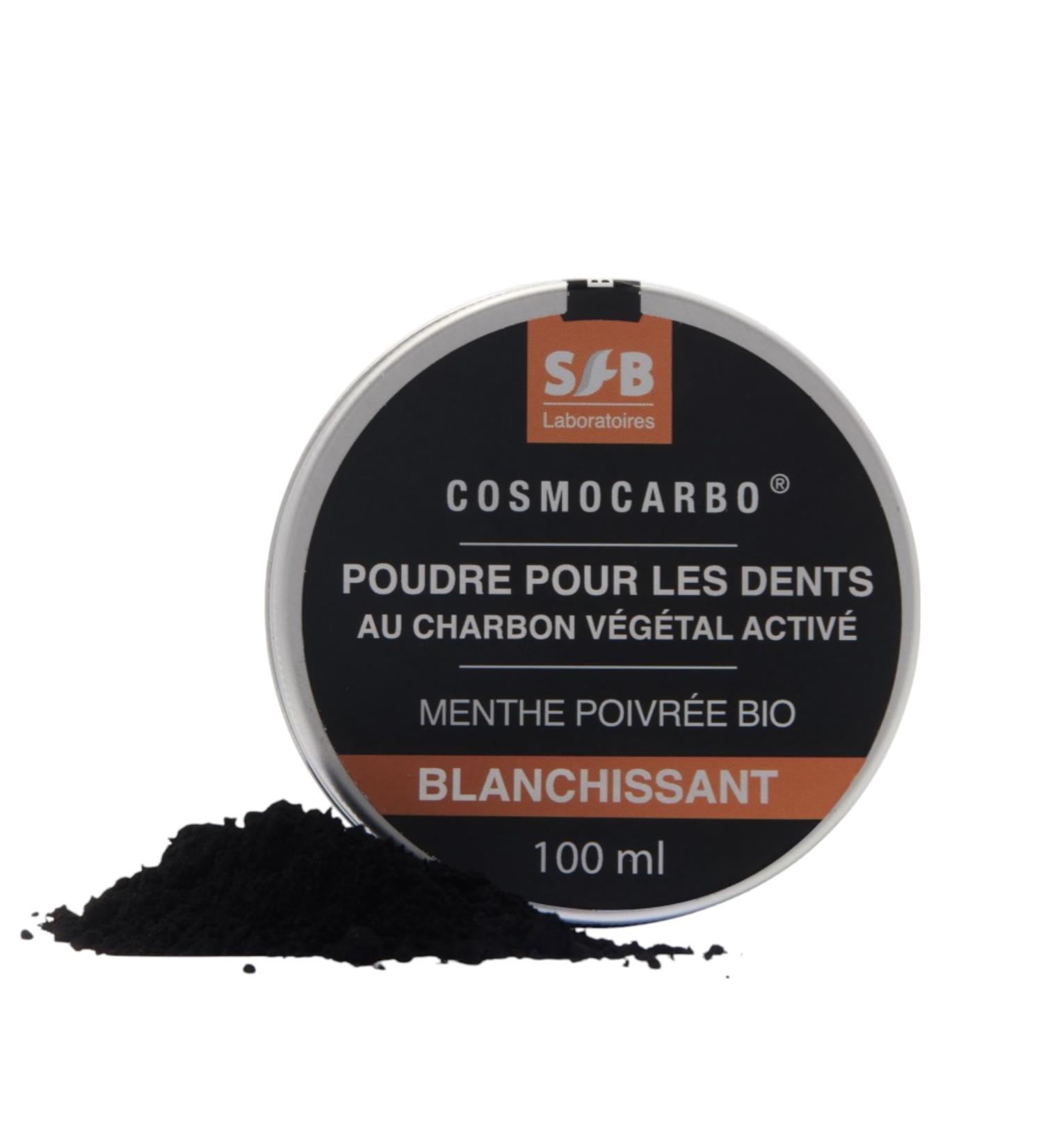 SFB Laboratoires - Whitening Charcoal Powder - Activated Vegetable Charcoal for White Teeth - Oral Hygiene - Activated Vegetable Charcoal + Organic Peppermint - 100 Grams - Buy Online on GoSupps.com