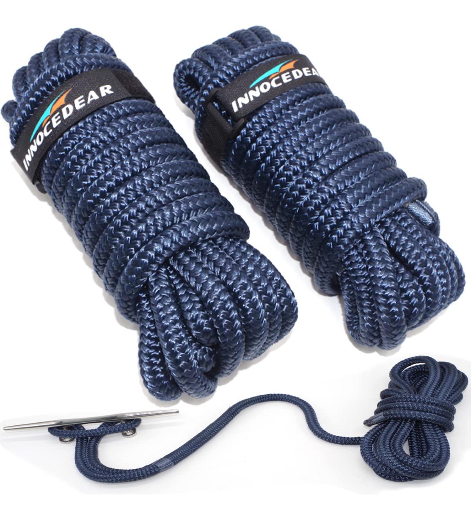 Innocegear 2 Pack Premium Navy Blue Dock Lines - 25ft Double Braided Nylon Mooring Lines for Marine Boats - Buy Online on GoSupps.com
