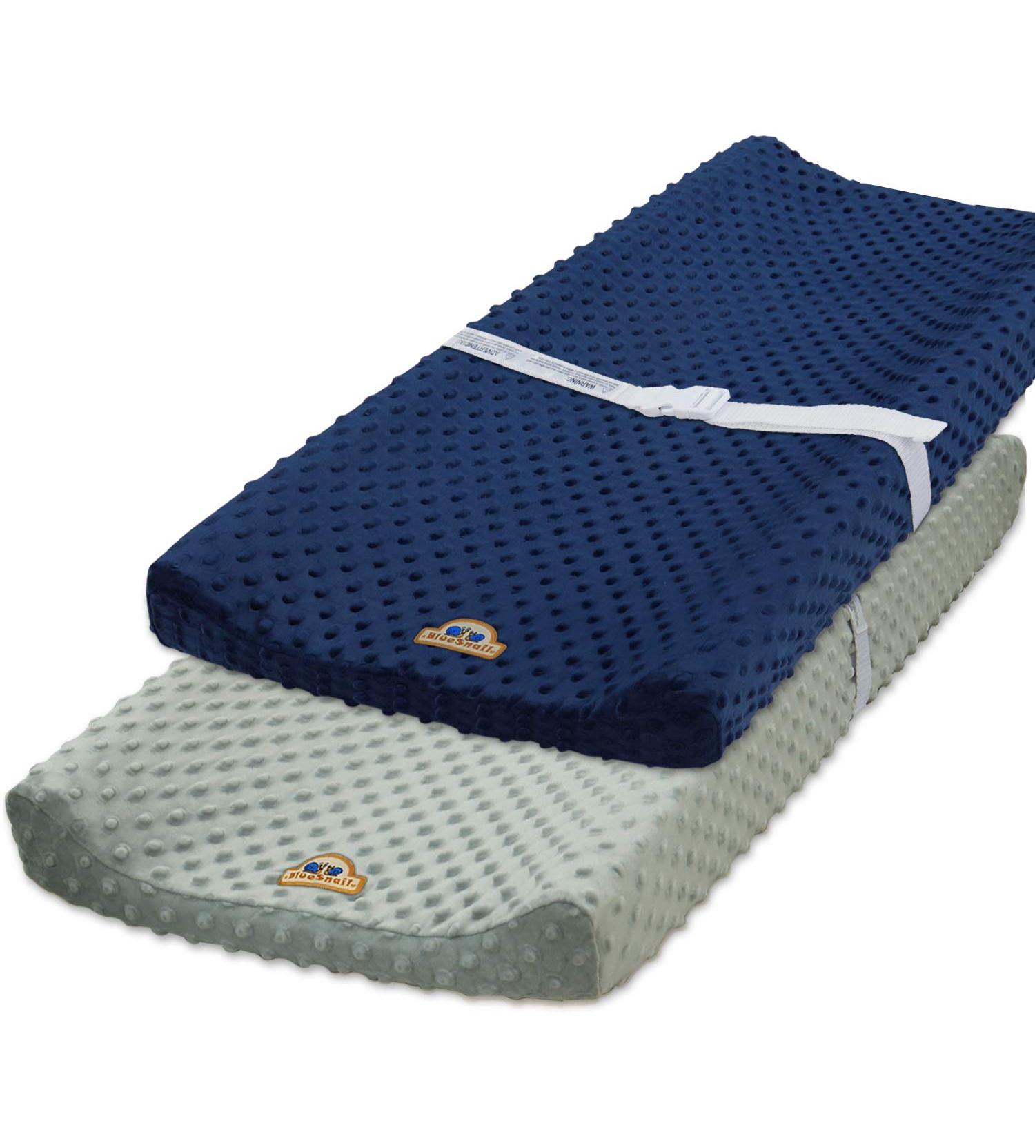 BlueSnail Ultra Soft Minky Dot Changing Pad Cover 2 Pack - Gray+Navy, 16x32 Inch (Pack of 2) - Buy Online on GoSupps.com