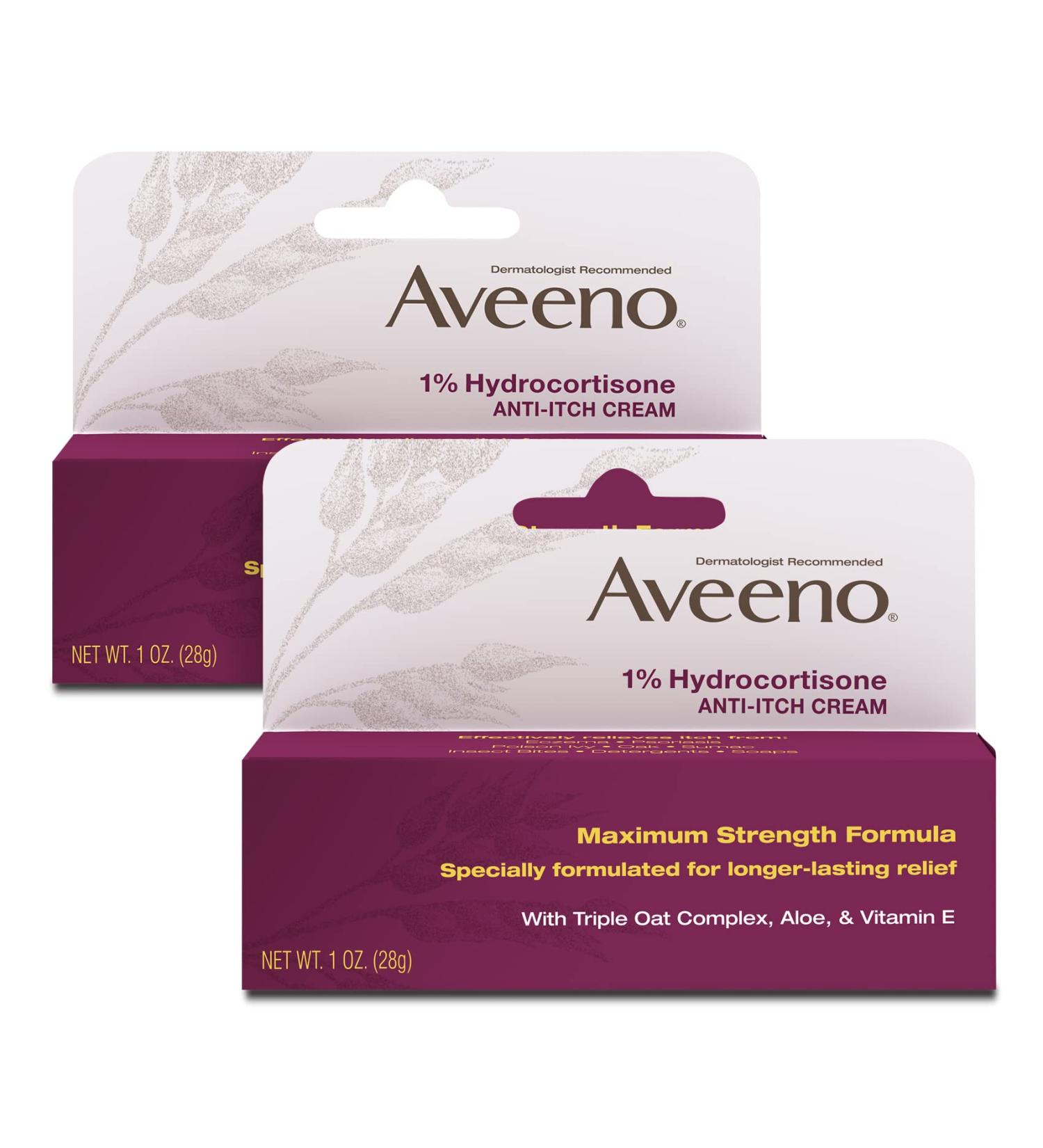Aveeno Active Naturals 1% Hydrocortisone Anti-Itch Cream - Fast Relief 1 oz - Buy Online on GoSupps.com