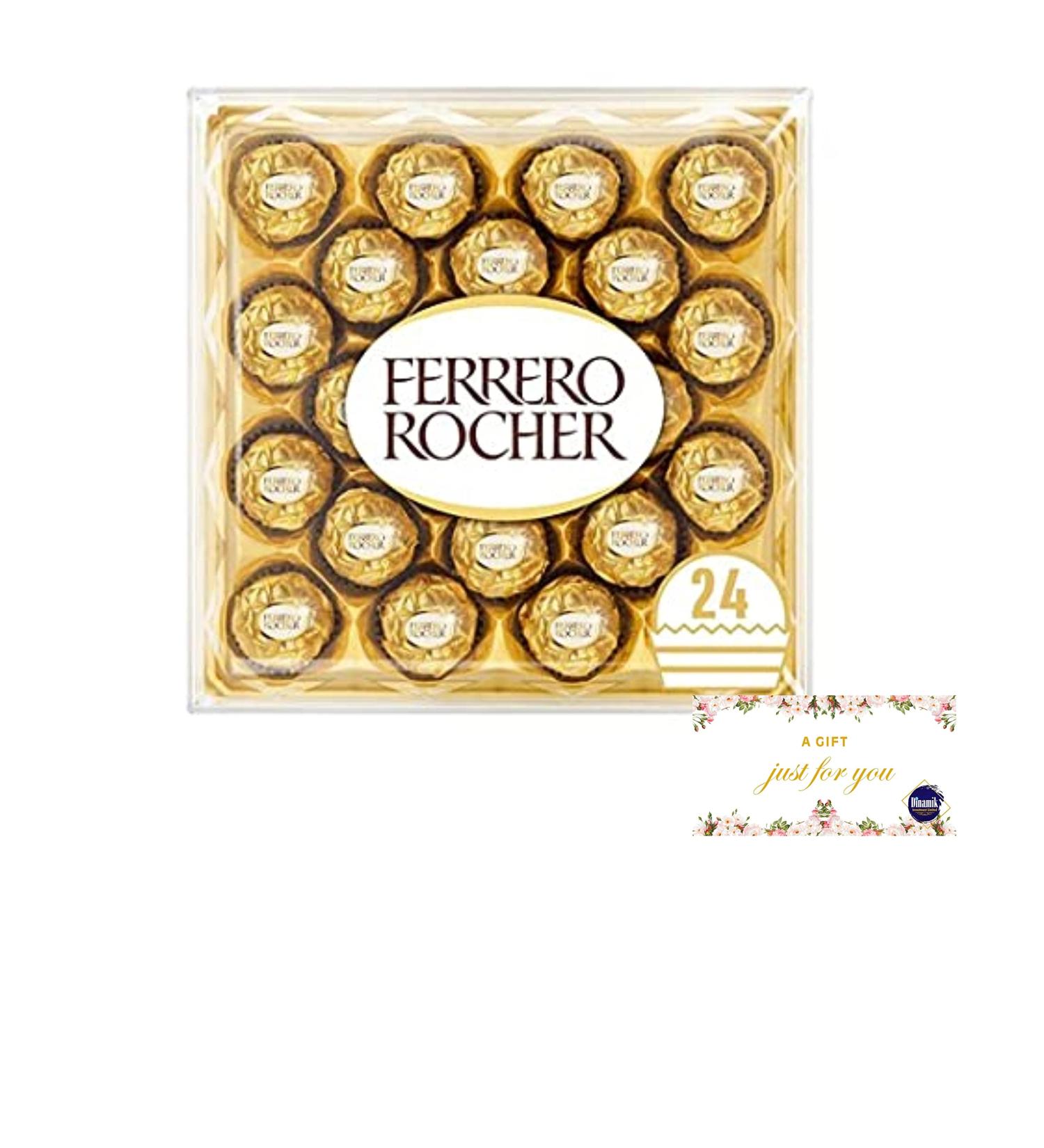  Hezvic Ferrero Rocher 24 Piece 300g Chocolate Gift Set with a Thank You Sticker - Gift for Birthday Christmas Valentine's Day and Mother's Day - Buy Online on GoSupps.com